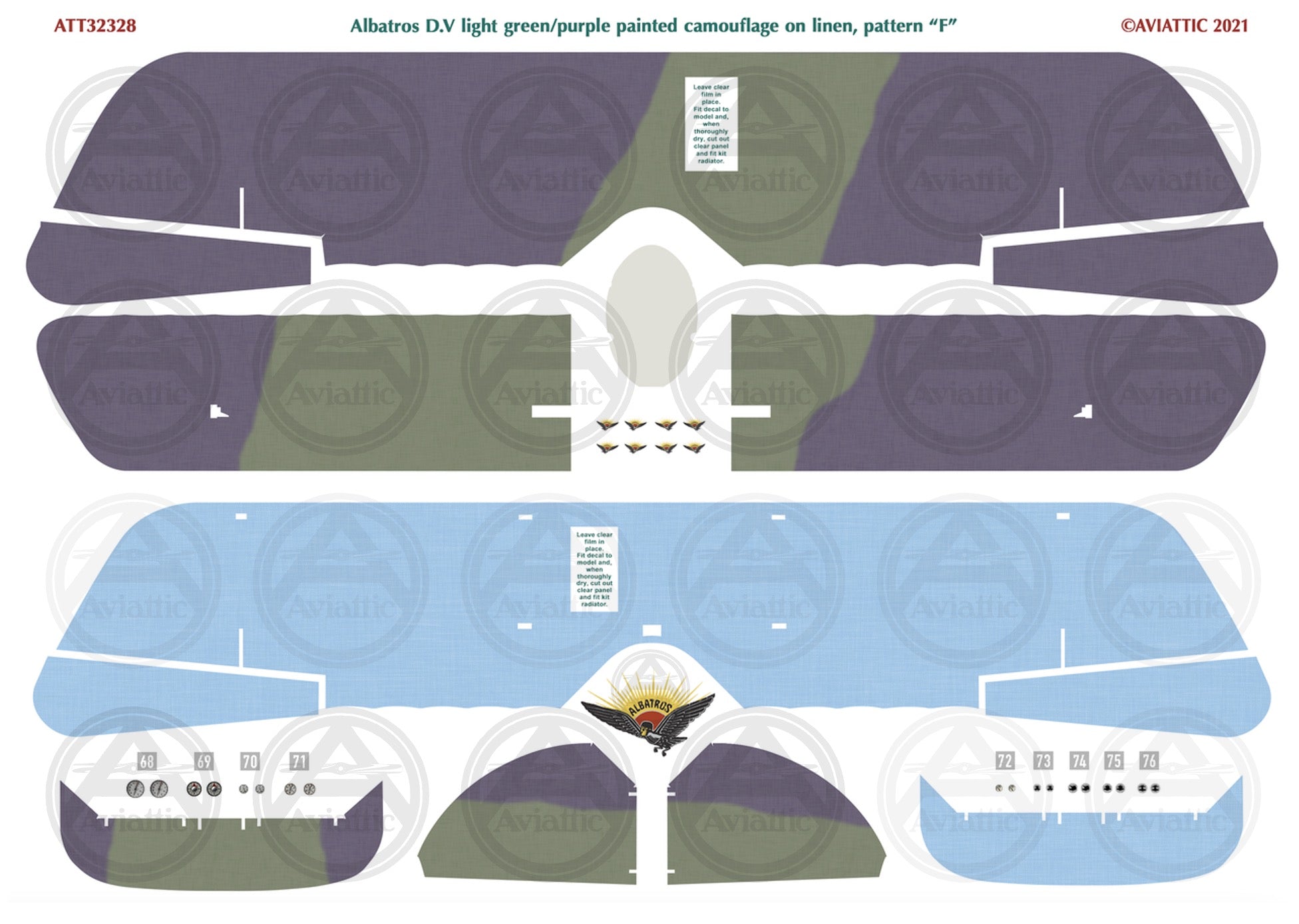 1/32 - Wingnut Wings - Albatros D.V(a) - Painted Camouflage on Linen - scheme F - faded