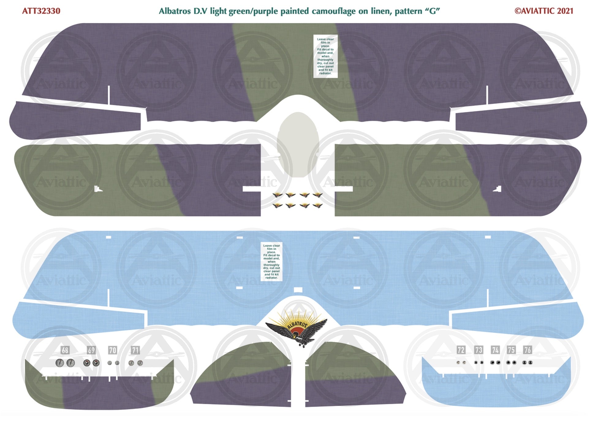 1/32 - Wingnut Wings - Albatros D.V(a) - Painted Camouflage on Linen - scheme G - faded