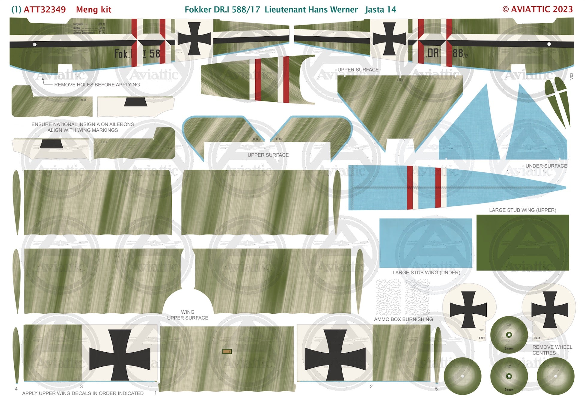 1/32 - Meng - Fokker Dr.I - 588/17 Lt. Hans Werner - Jasta 14