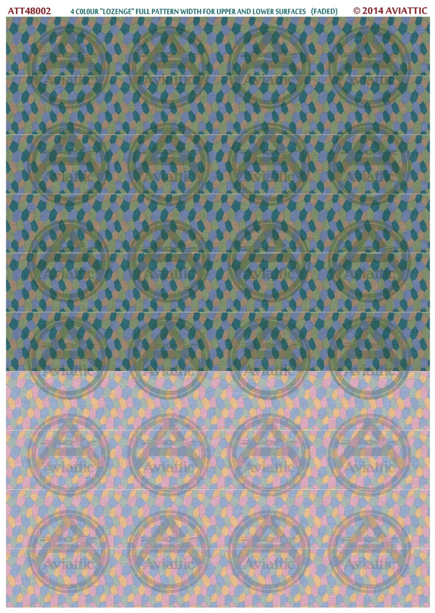 1/48 - 4 colour lozenge - full pattern - upper and lower surfaces - faded