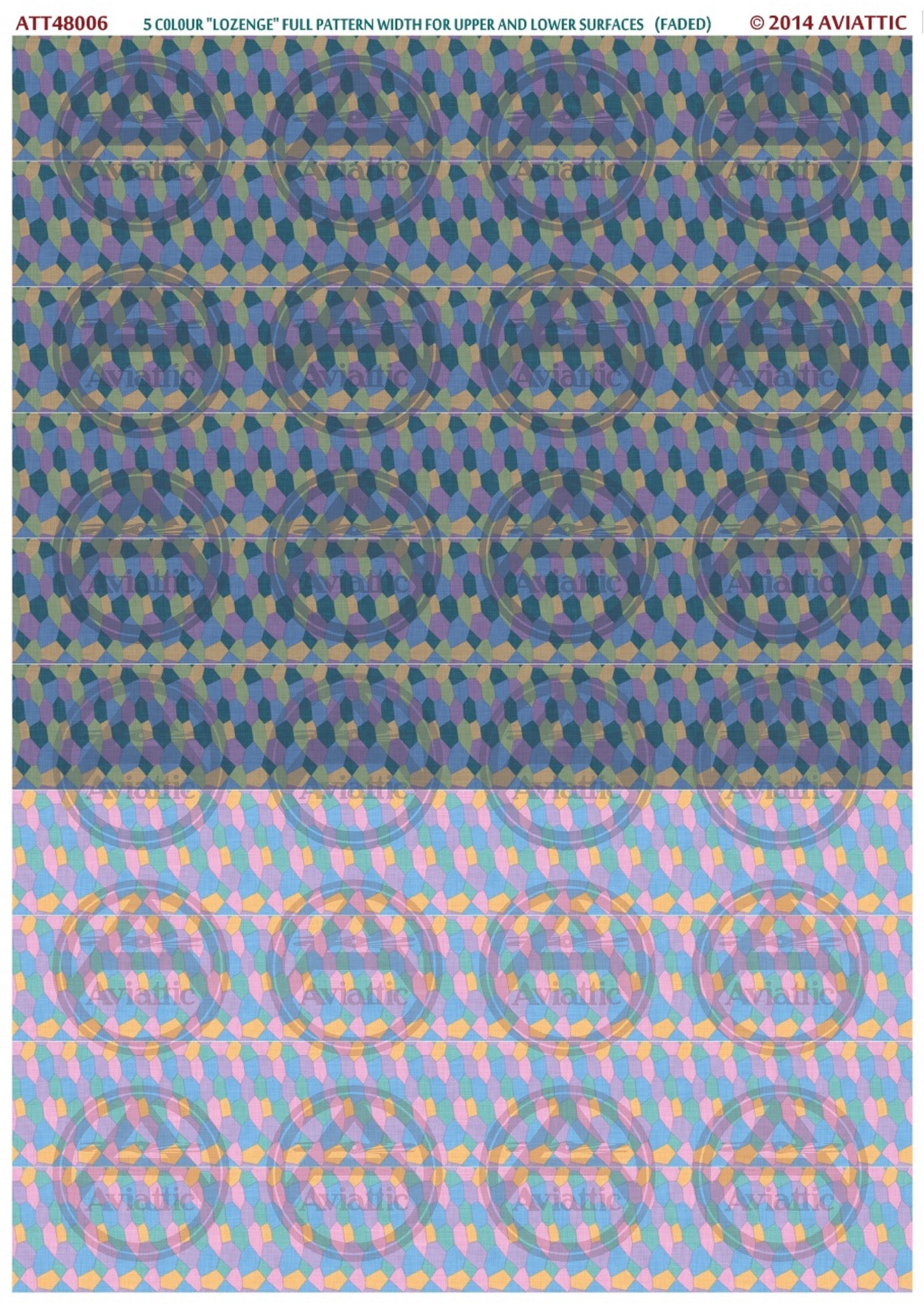 1/48 - 5 colour lozenge - full pattern - upper and lower surfaces - faded