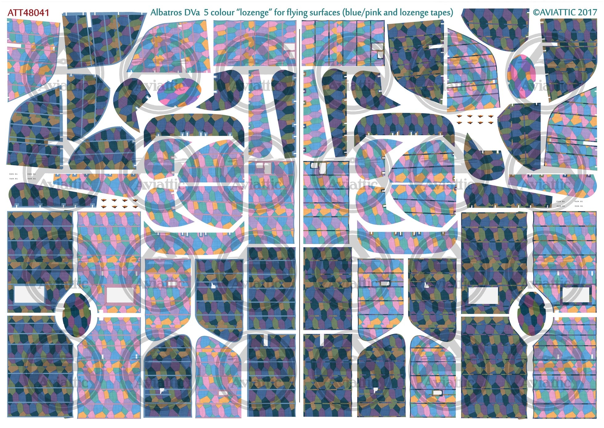 1/48 - Eduard - Albatros D.Va - 5 colour lozenge - flying surfaces - blue/pink and lozenge tapes