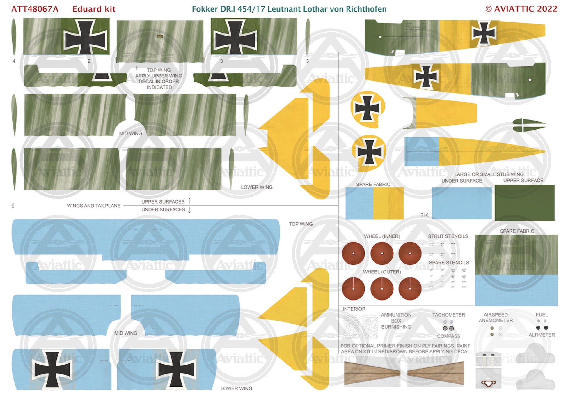 1/48 - Eduard - Fokker Dr.I - 454/17 Lt. Lothar von Richthofen - scheme A