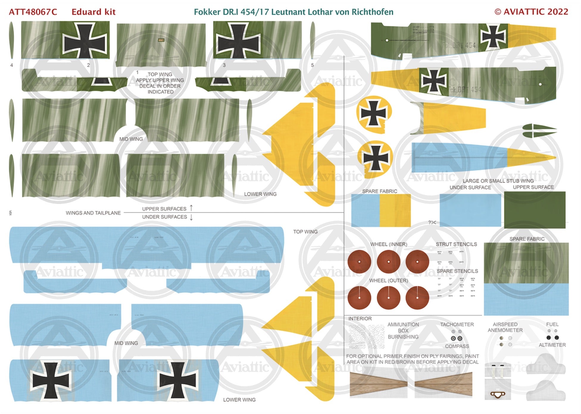 1/48 - Eduard - Fokker Dr.I - 454/17 Lt. Lothar von Richthofen - scheme C