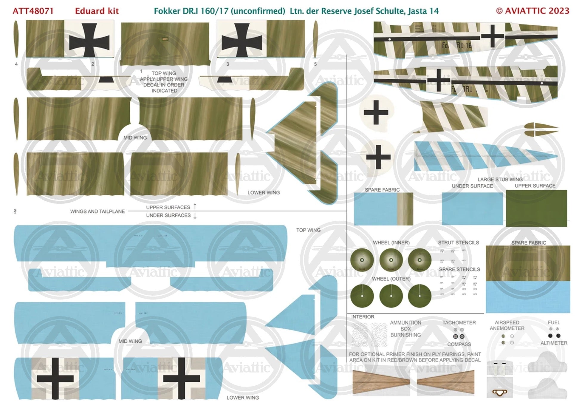 1/48 - Eduard - Fokker Dr.I - 160/17 (unconfirmed) Lt. der Reserve Josef Schulte - Jasta 14