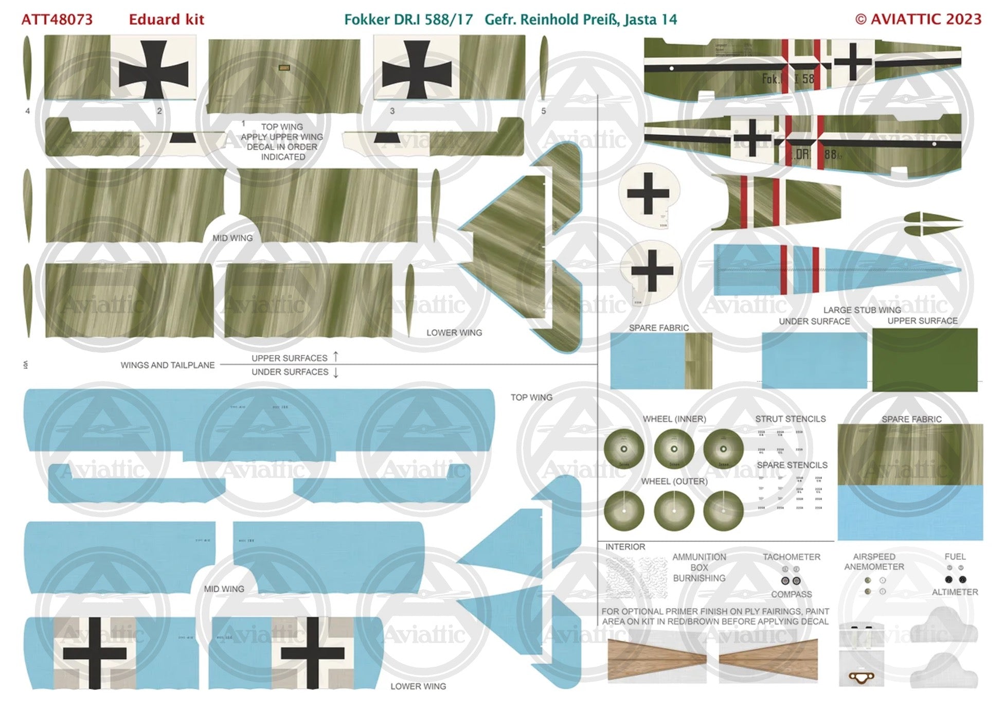 1/48 - Eduard - Fokker Dr.I - 588/17 Gefr. Reinhold Preiß - Jasta 14