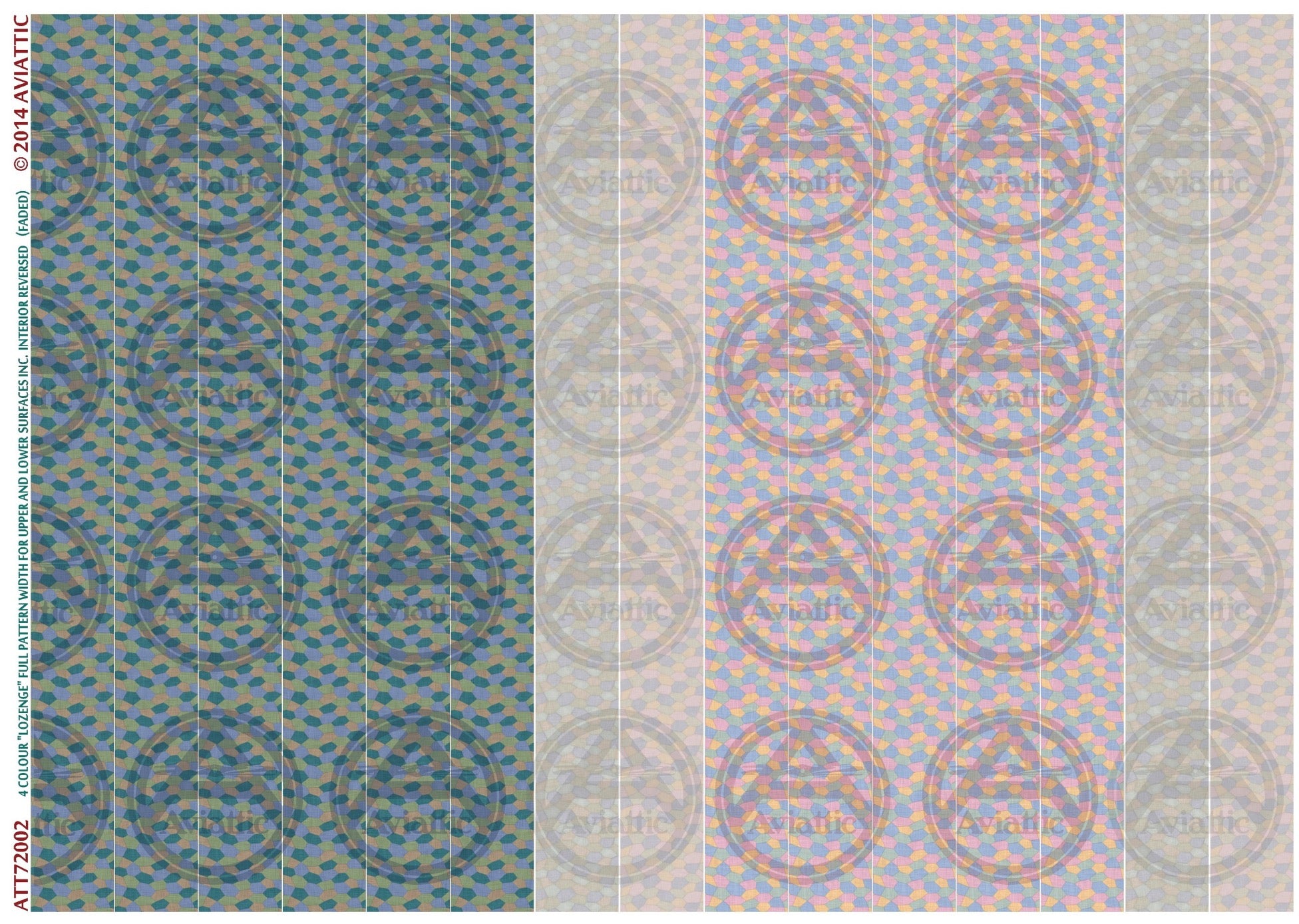 1/72 - 4 colour lozenge - full pattern - upper and lower surfaces - incl. interior reversed - faded