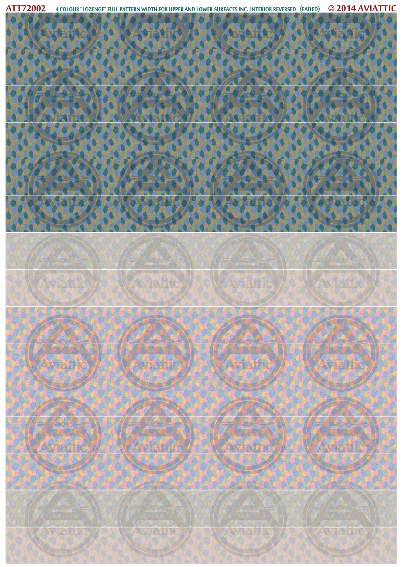 1/72 - 4 colour lozenge - full pattern - upper and lower surfaces - incl. interior reversed - faded