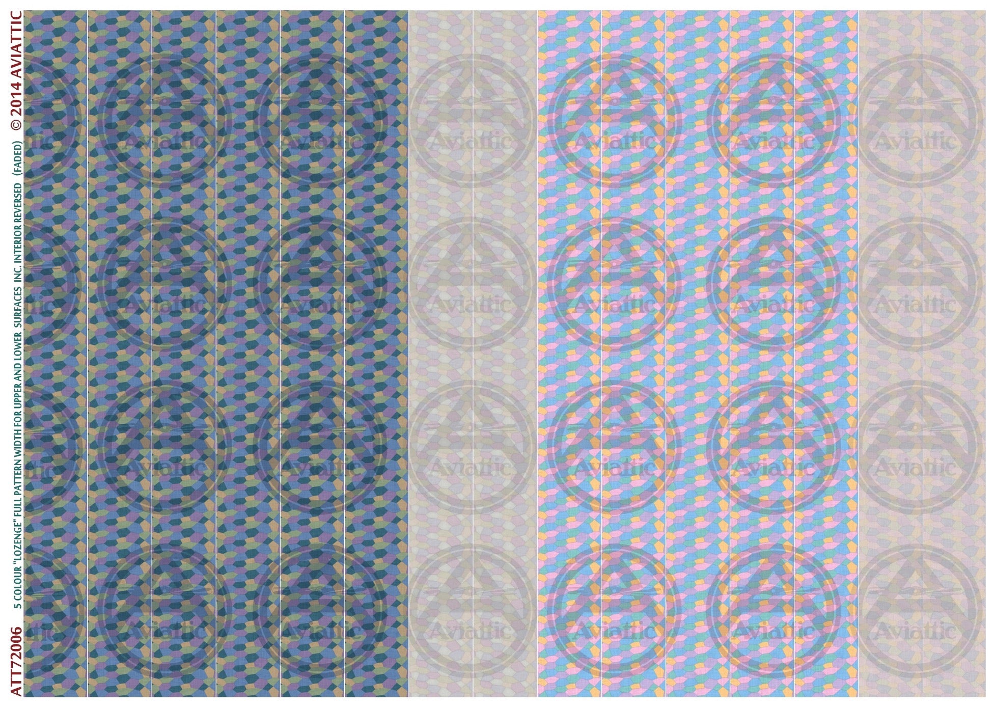 1/72 - 5 colour lozenge - full pattern - upper and lower surfaces - incl. interior reversed - faded