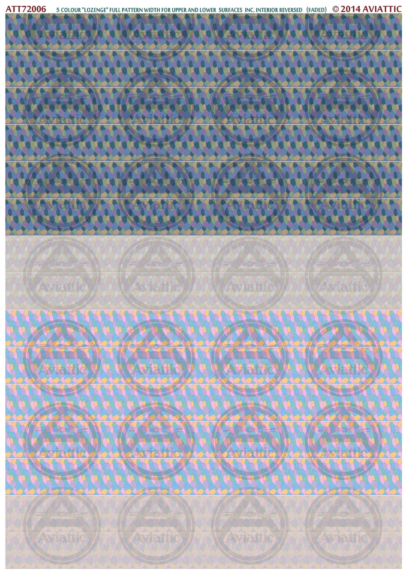 1/72 - 5 colour lozenge - full pattern - upper and lower surfaces - incl. interior reversed - faded