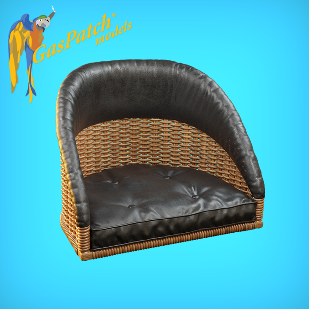 1/72 British Wicker Seats Full Back Short Small Leather Pad & Tall Big Leather Pad