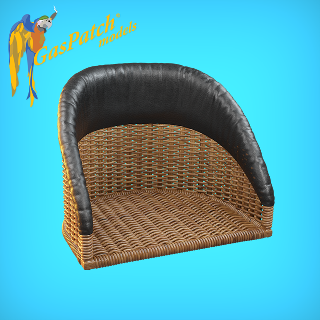 1/72 British Wicker Seats Full Back Short Small Leather Pad & Tall Big Leather Pad