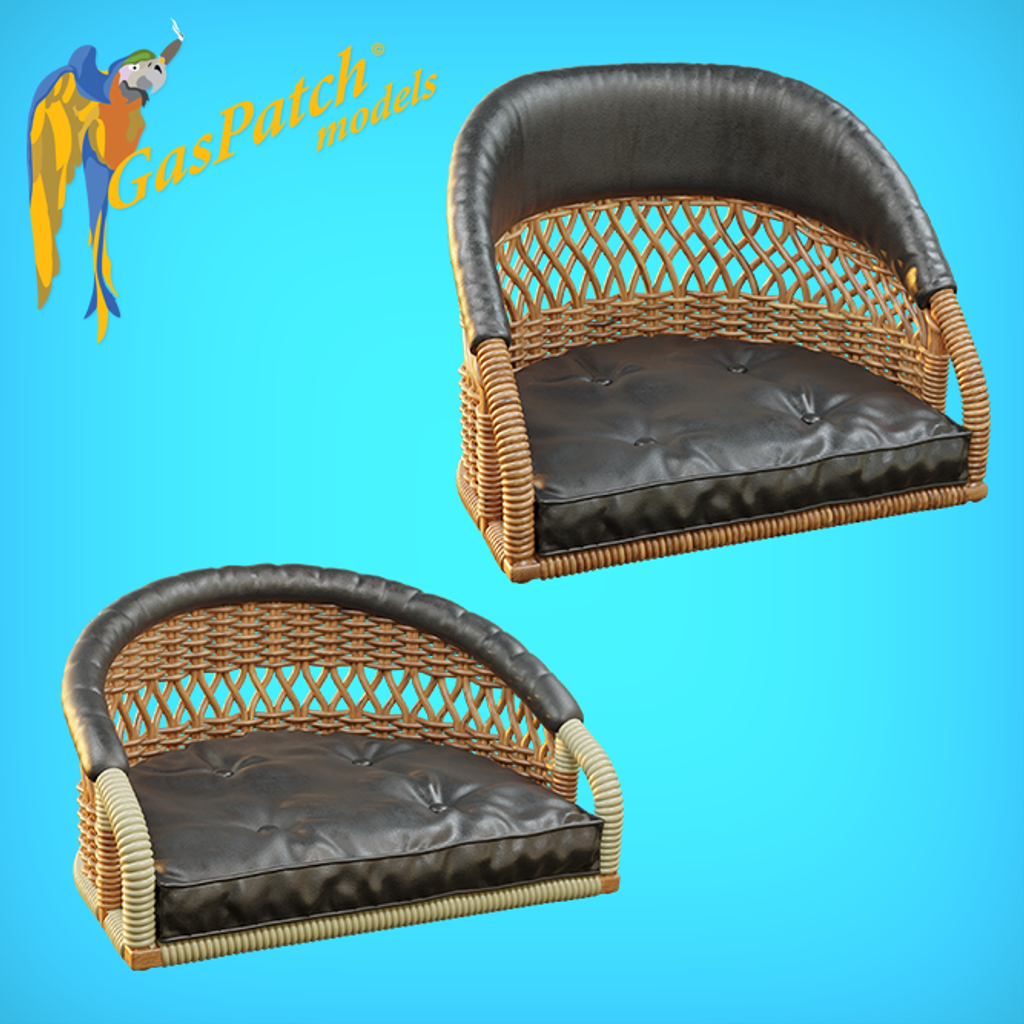 1/32 British Wicker Seats Perforated Back Short Small Leather Pad & Tall Big Leather Pad