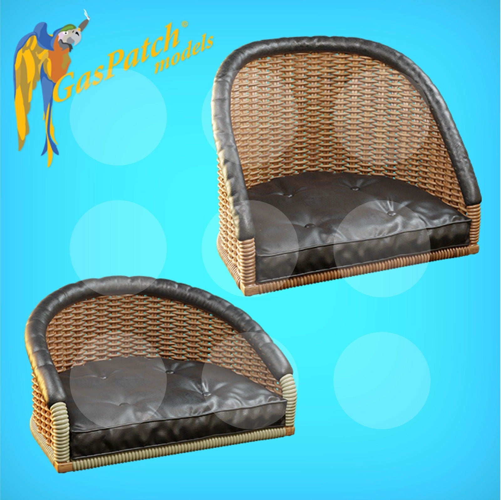 1/32 British Wicker Seats Full Back Short & Tall Small Leather Pad - Gothaforce