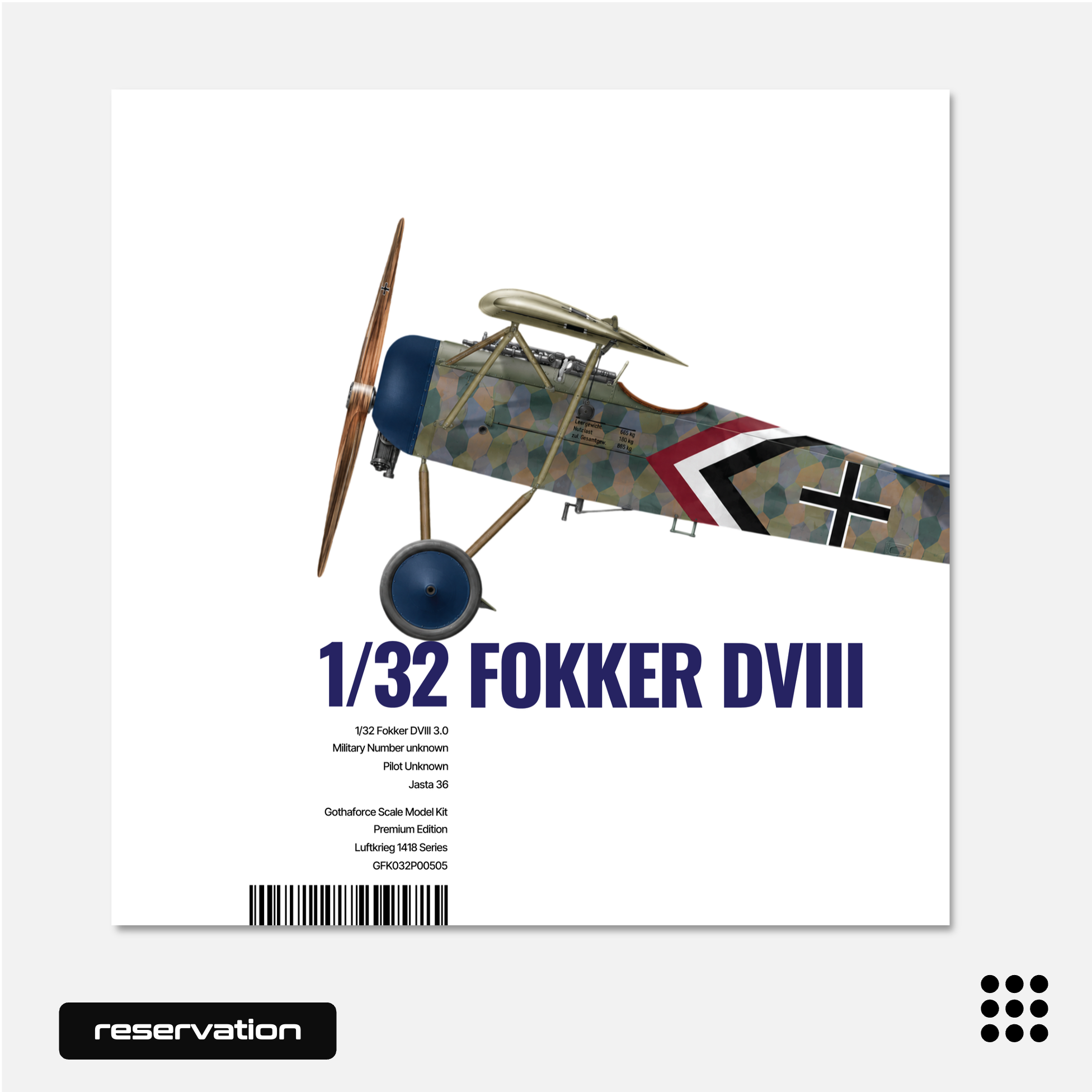 1/32 Fokker EV 3.0 Jasta 36 - Reservation