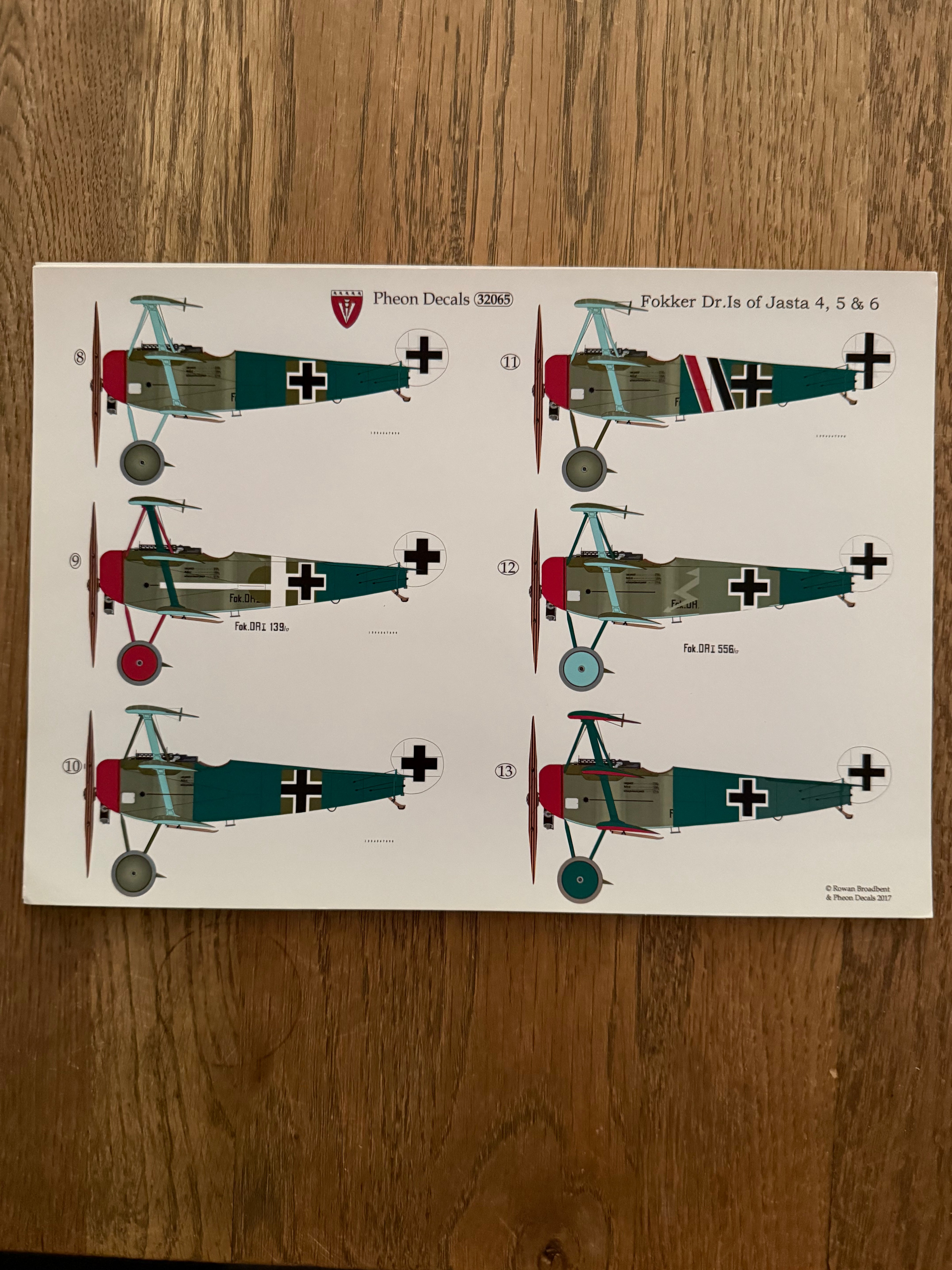 Pheon Decals Glossy Pack Fokker Dr.I