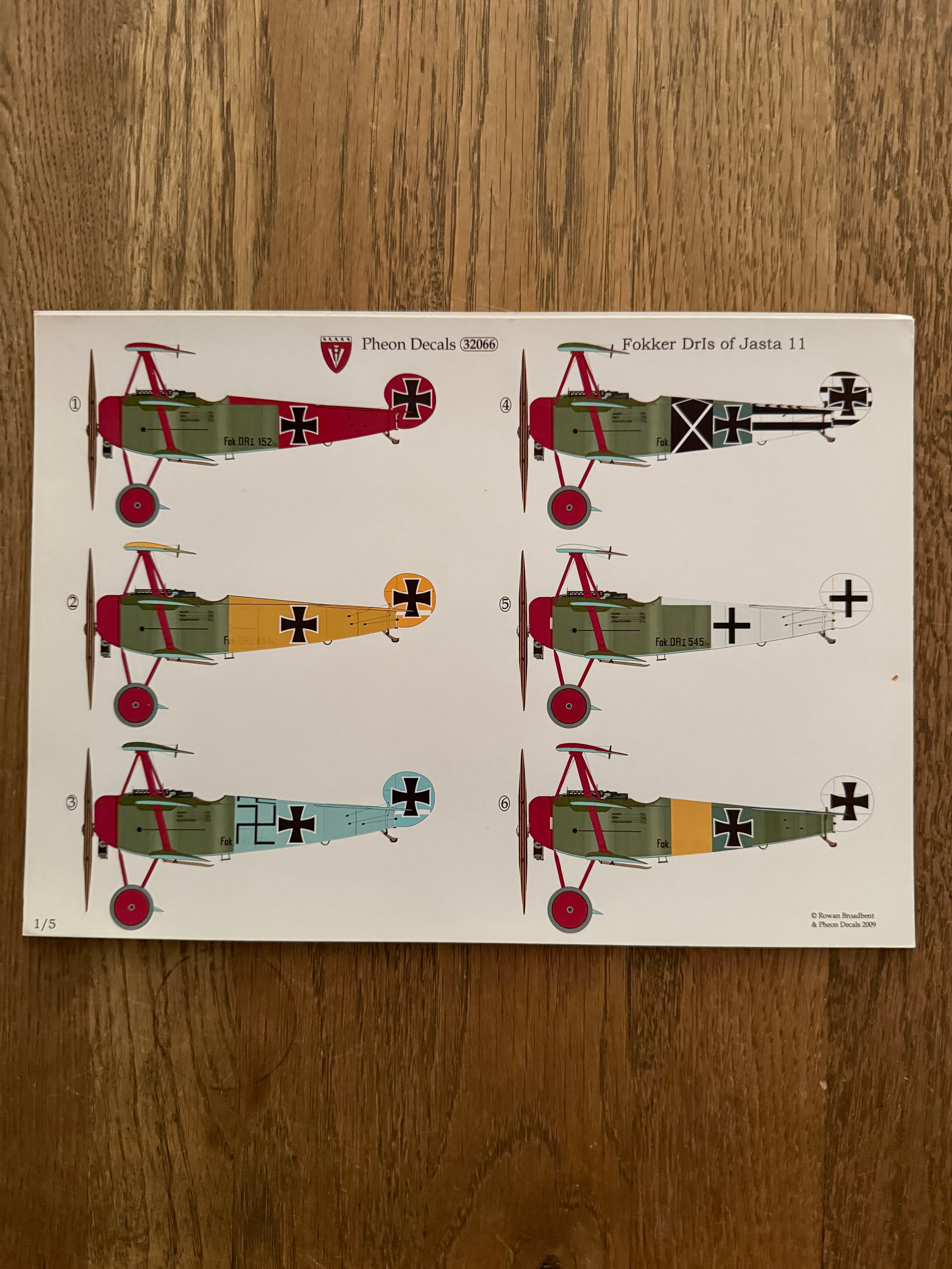 Pheon Decals Glossy Pack Fokker Dr.I