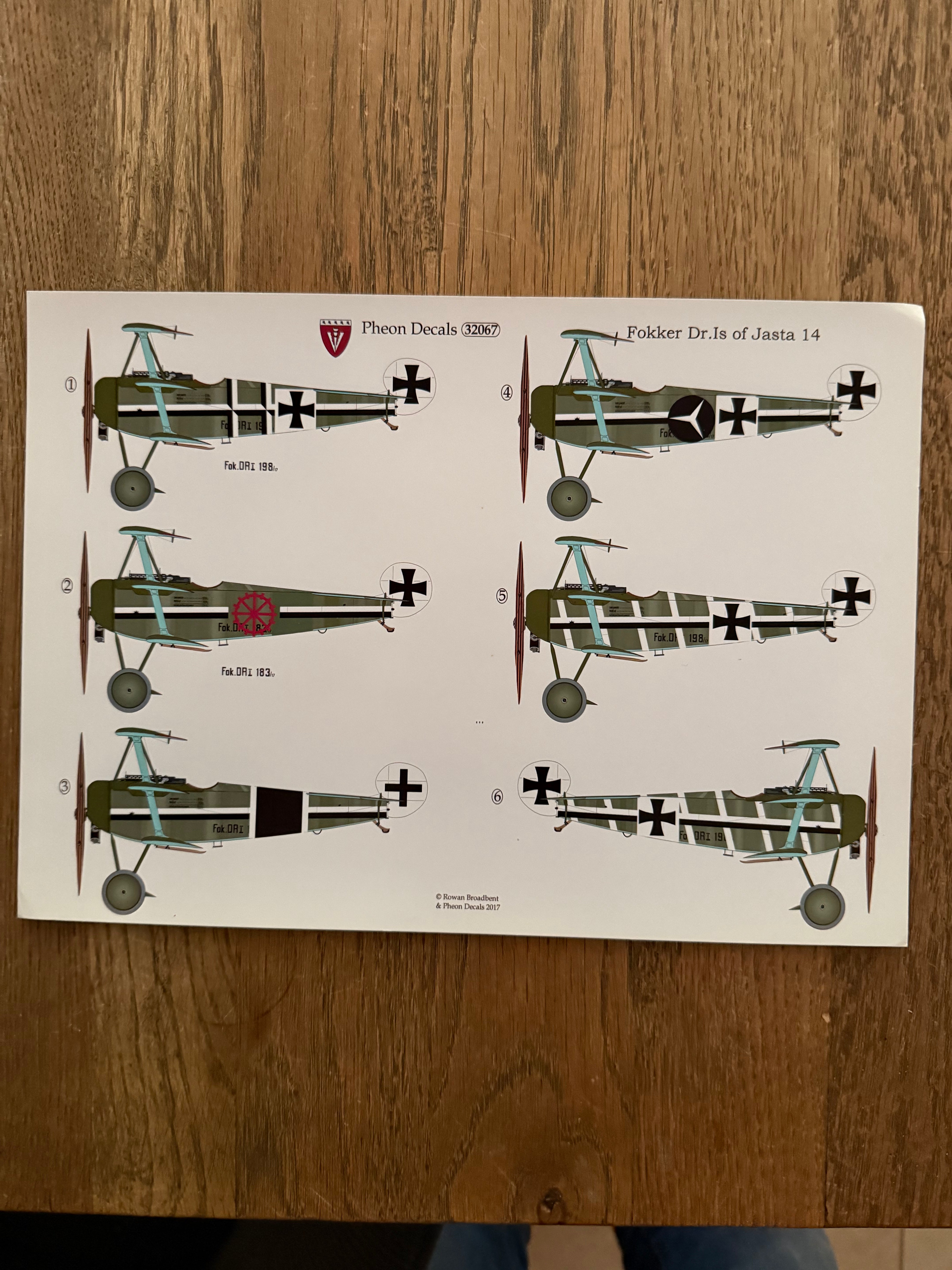 Pheon Decals Glossy Pack Fokker Dr.I