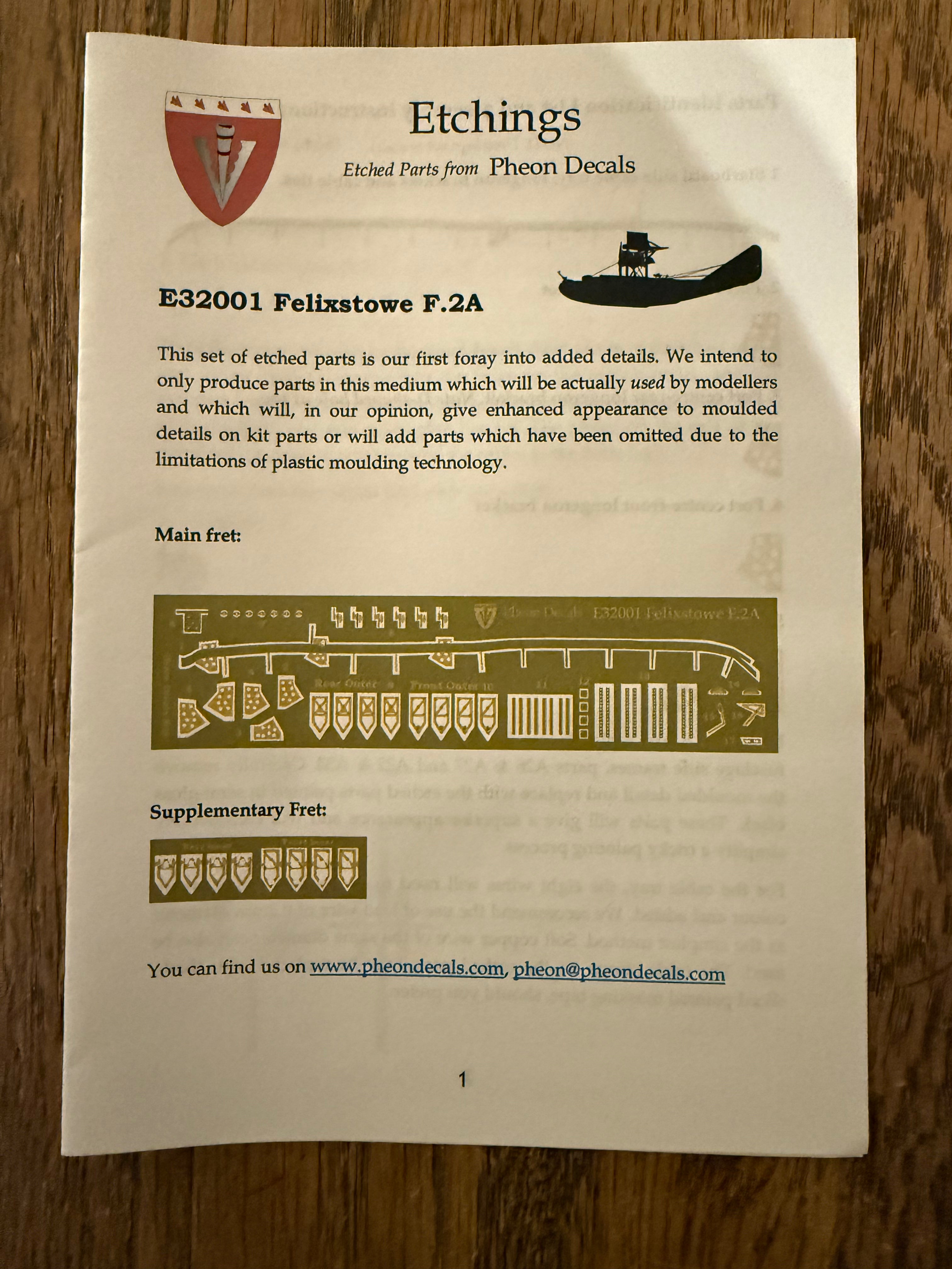 1/32 Felixstowe F.2a PE Set