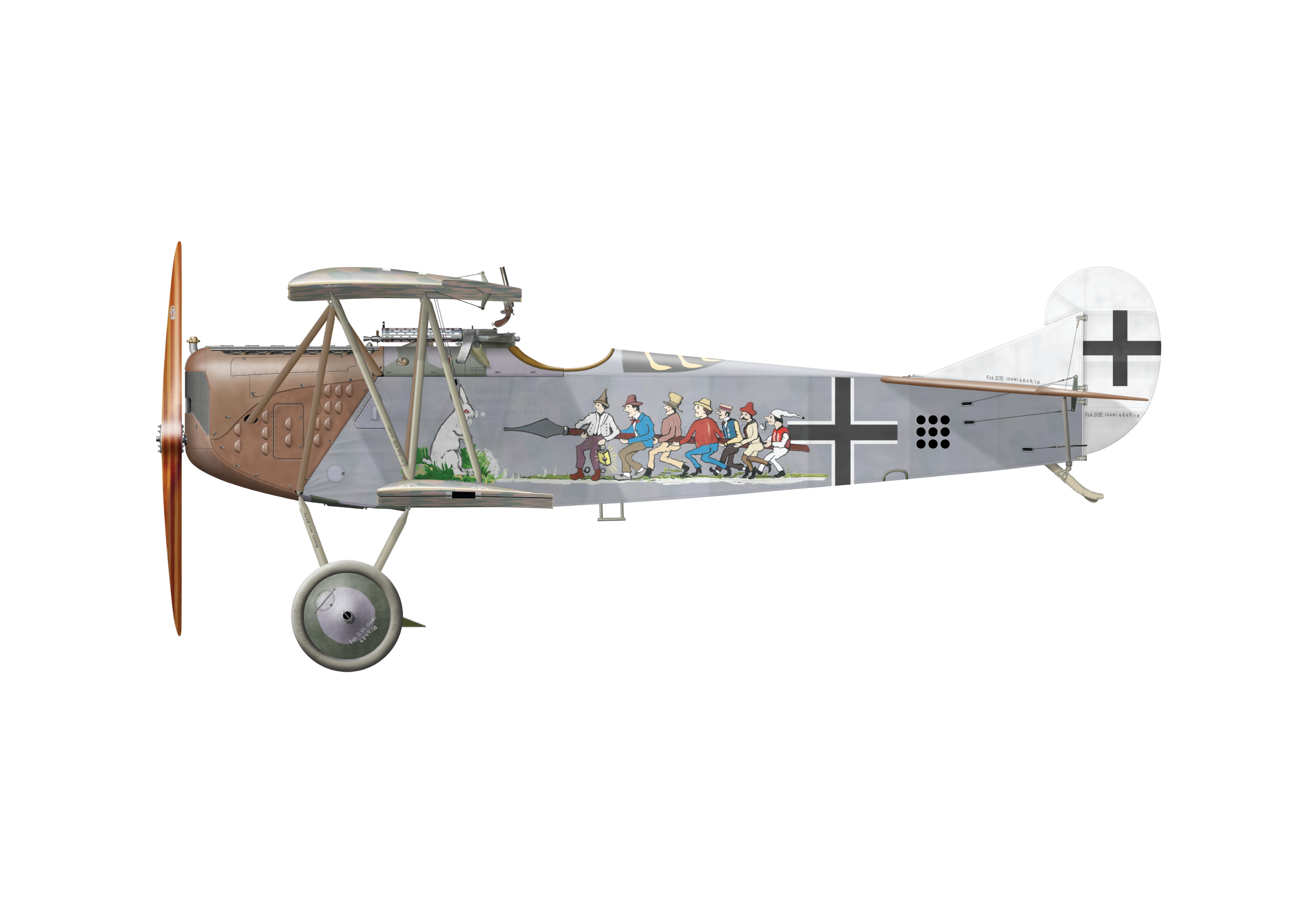 Jasta Gothaforce Fokker DVII OAW 3.0 Seven Samurai Port View - Image Comparison - Before Image - Sieben Schwaben