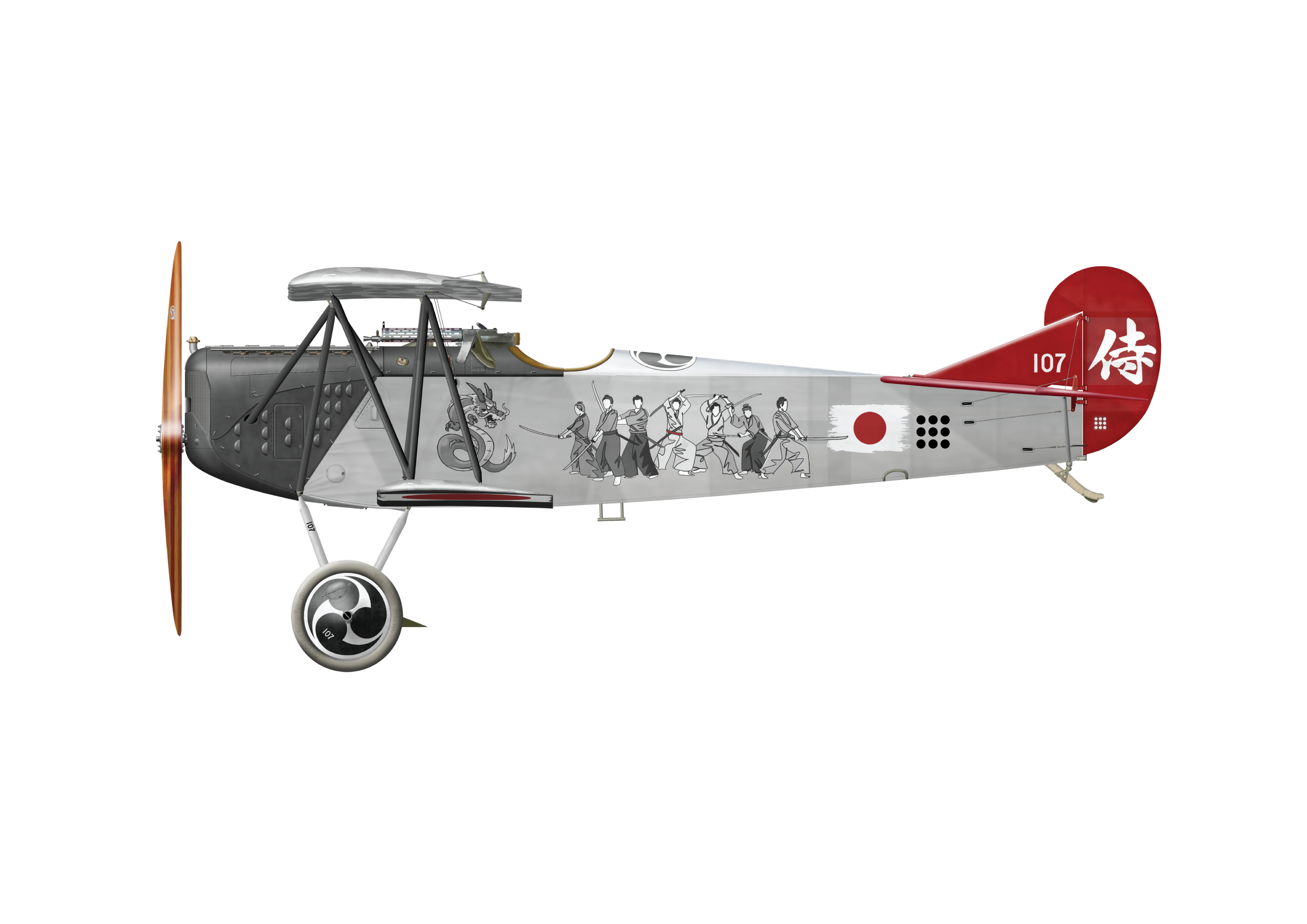 Jasta Gothaforce Fokker DVII OAW 3.0 Seven Samurai Port View - Image Comparison - After Image - Seven Samurai
