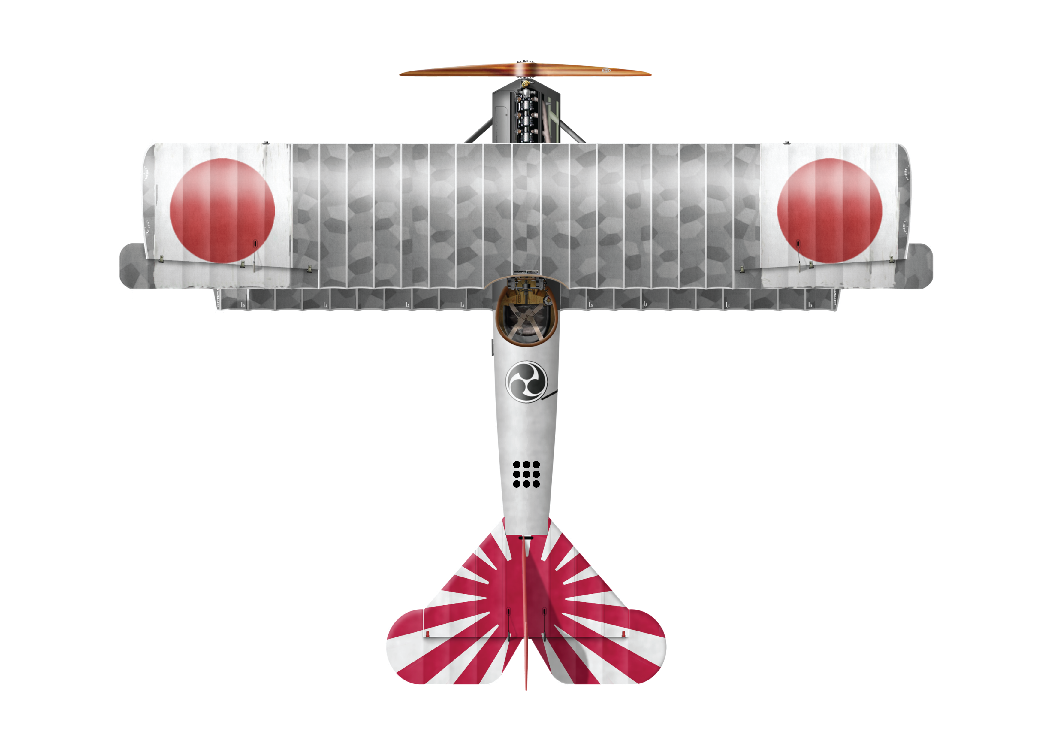Jasta Gothaforce Fokker DVII OAW 3.0 Seven Samurai Top View - Image Comparison - After Image - Seven Samurai