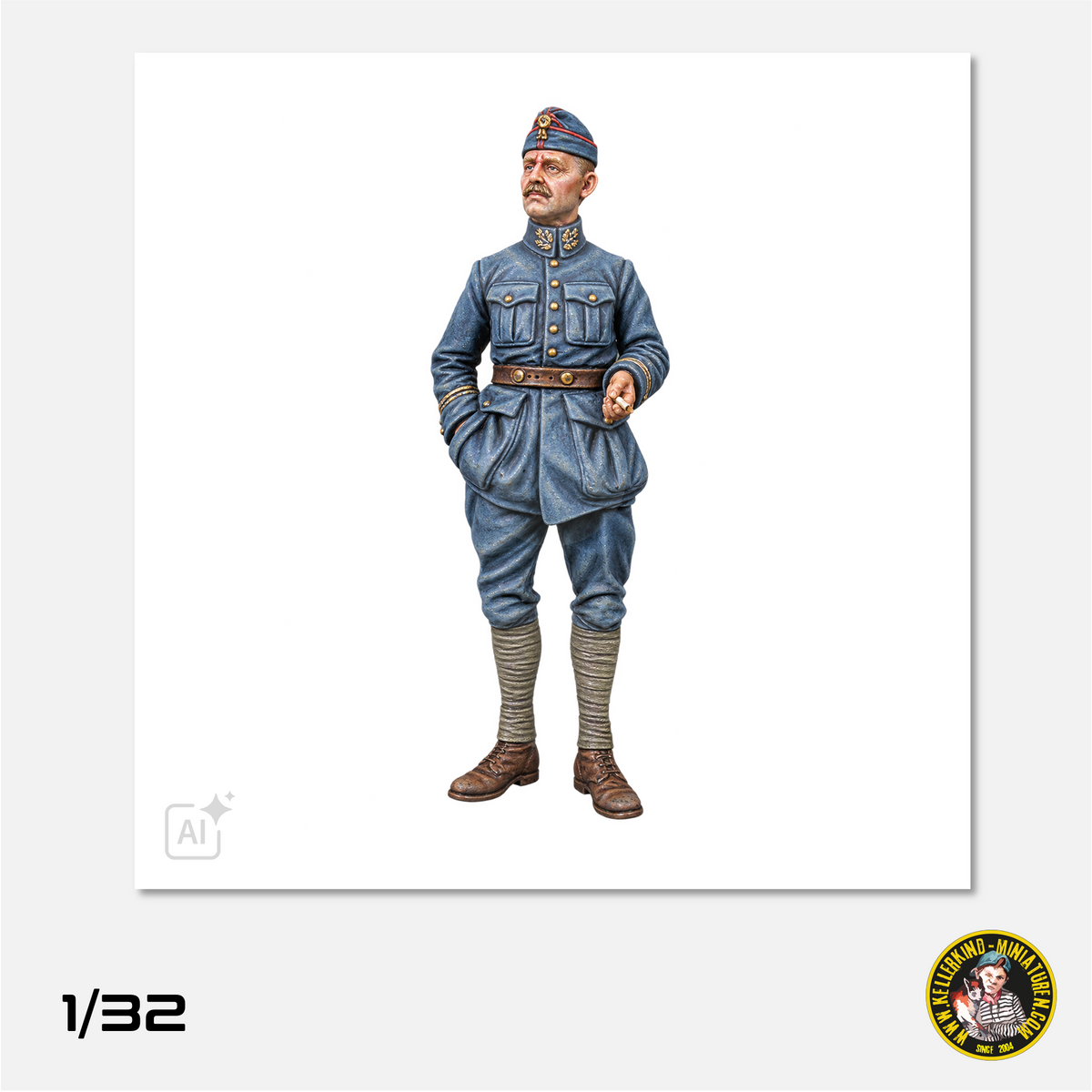 1/32 French Sous-Lieutenant smoking a cigarette