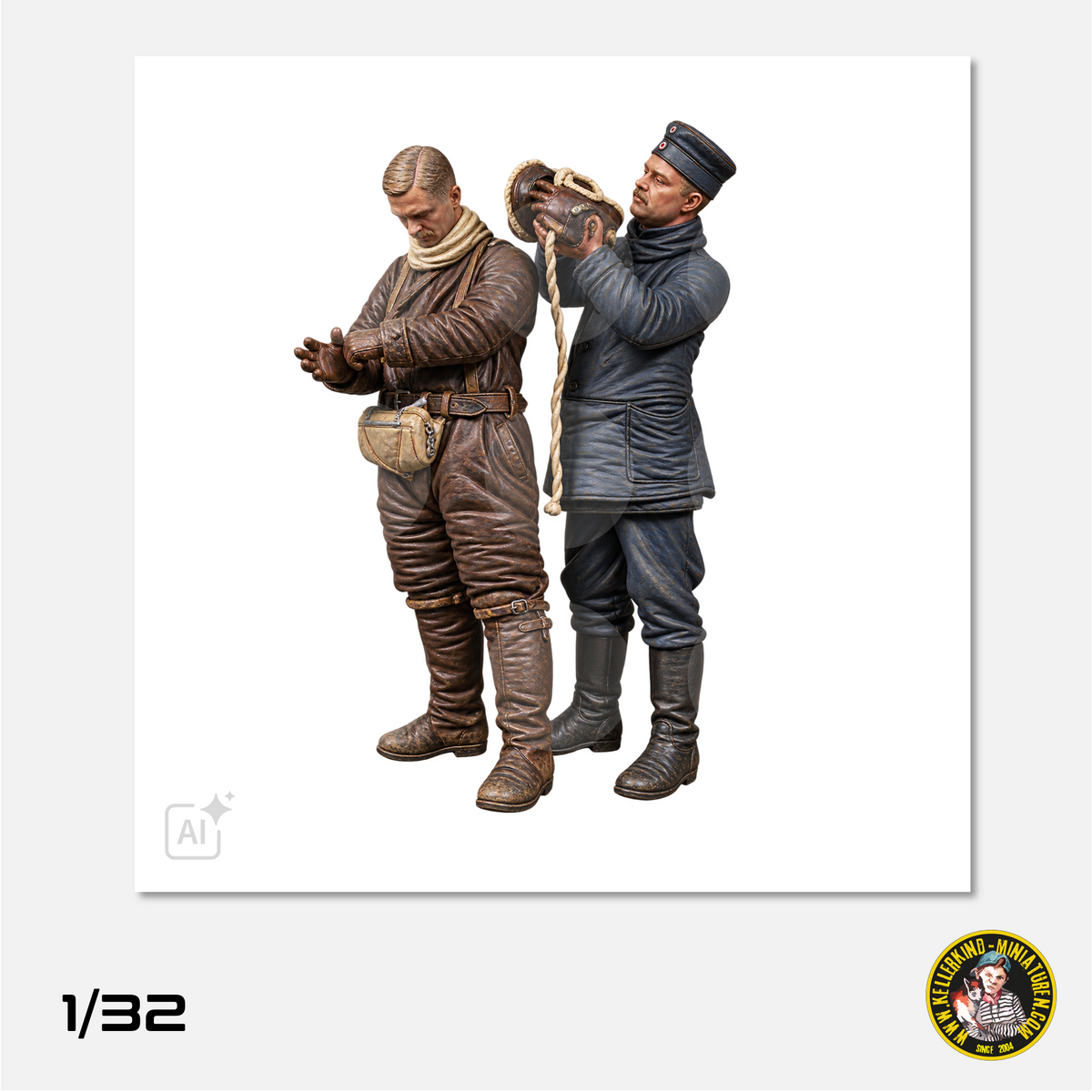 1/32 German mechanic and pilot in electric heated flight suit