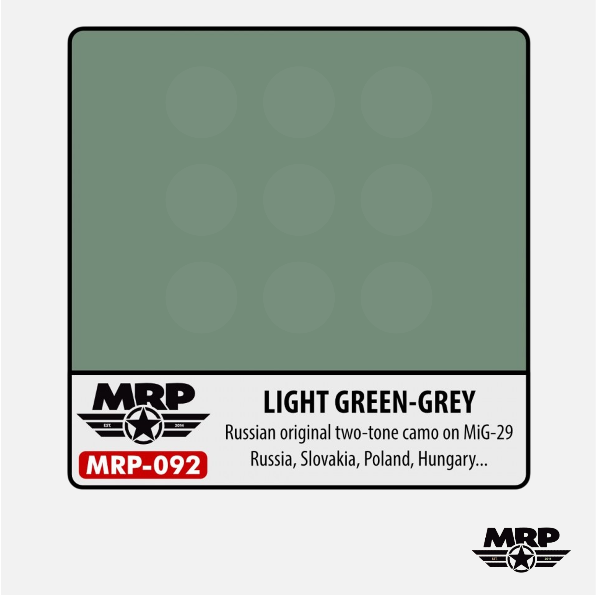Light Green-Grey - Russian original two-tone camo on MiG-29 Russia, Slovakia, Poland, Hungary, ...