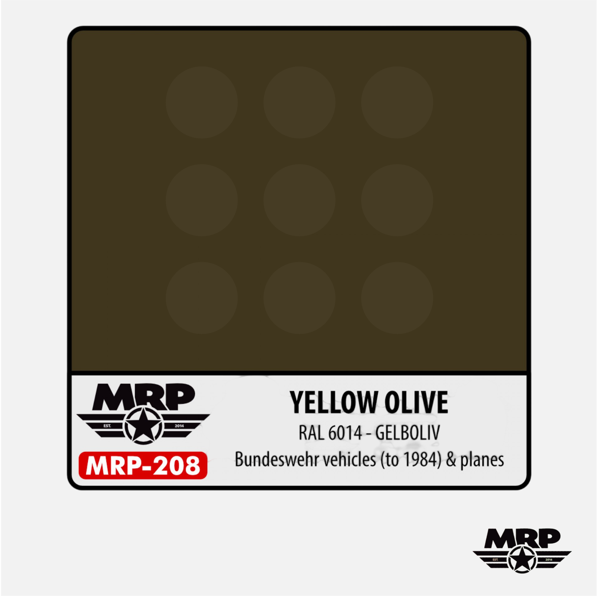 Mr.Paint - Acrylic Lacquer Paint - Yellow Olive RAL 6014 Gelboliv Bundeswehr vehicles (to 1984) & planes - MRP-208 - Gothaforce