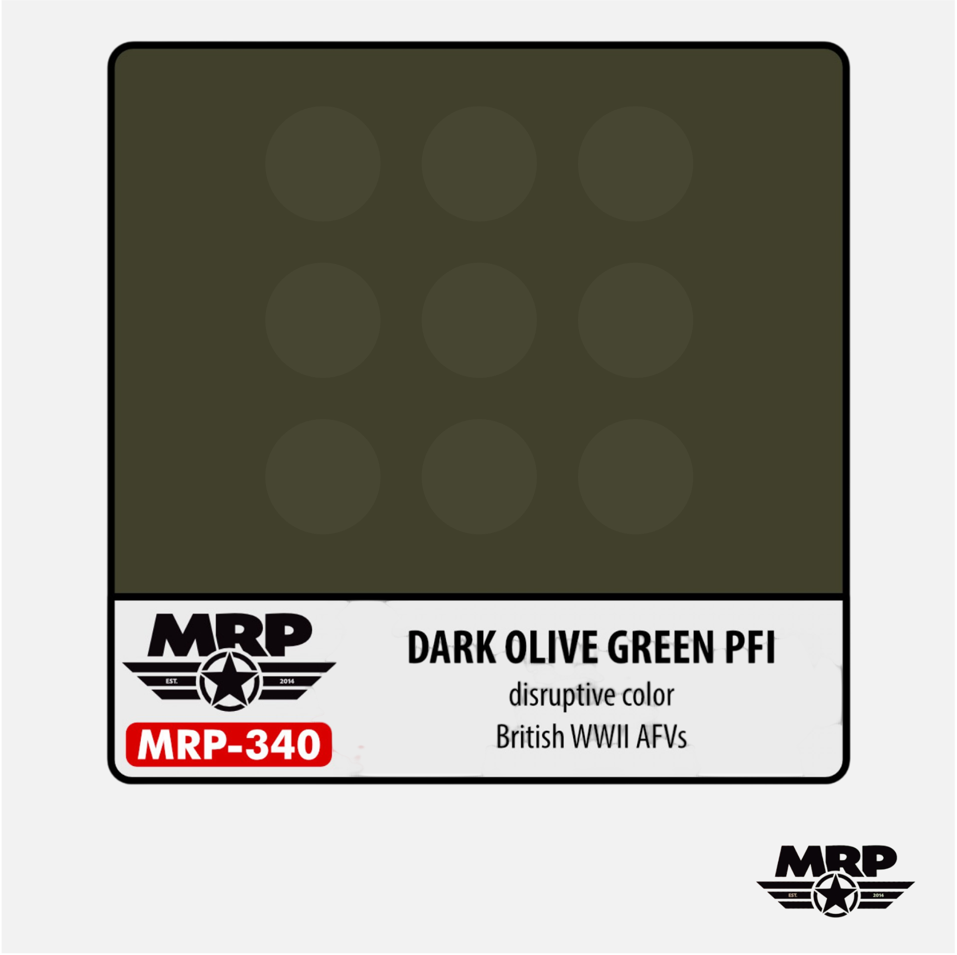 Mr.Paint - Acrylic Lacquer Paint - Dark Olive Green PFI - disruptive color - British WWII AFVs - MRP-340 - Gothaforce
