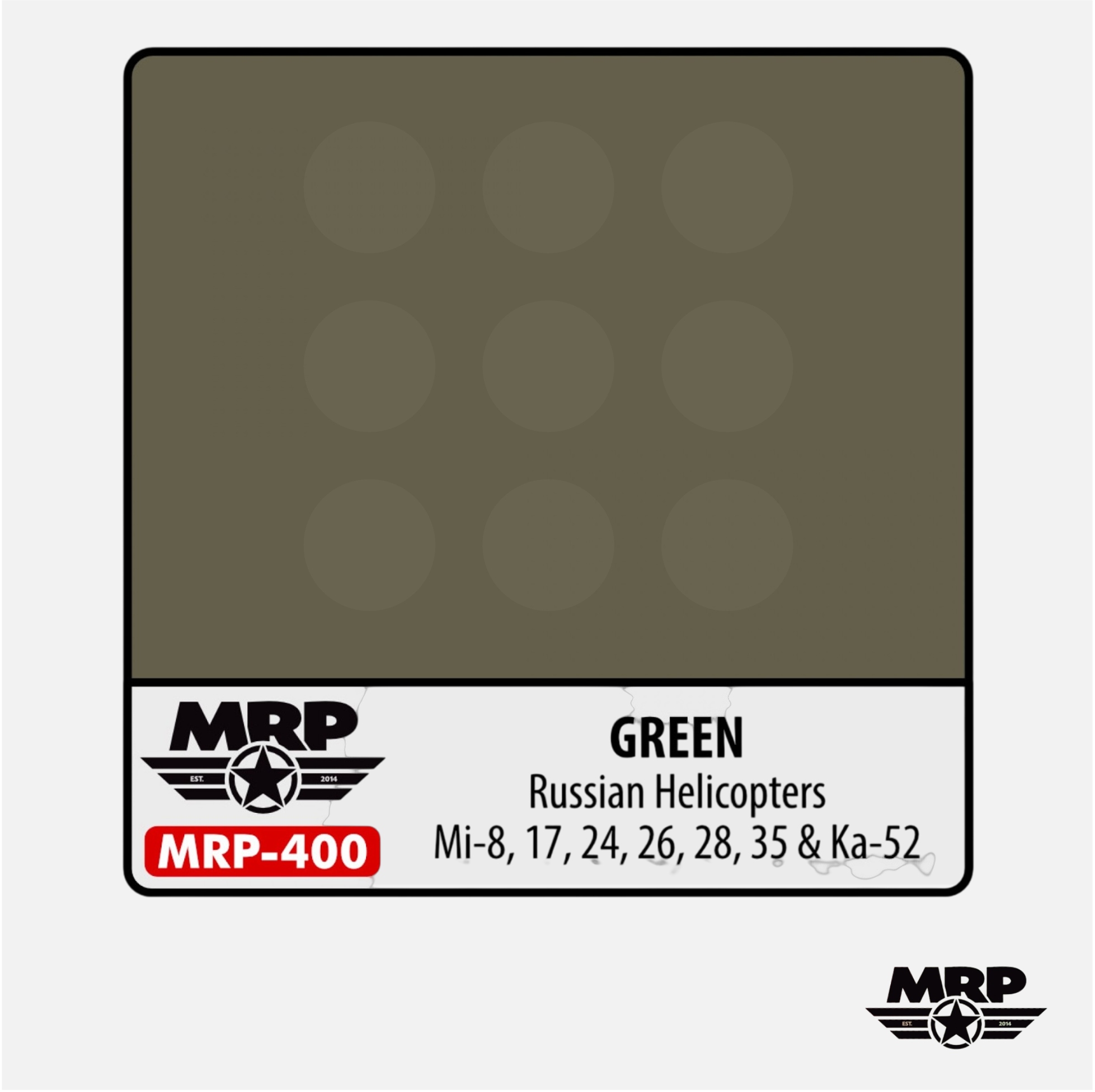 Mr.Paint - Acrylic Lacquer Paint - Green Russian Helicopters Mi-8, 17, 24, 26, 28, 35 & Ka-52 - MRP-400 - Gothaforce