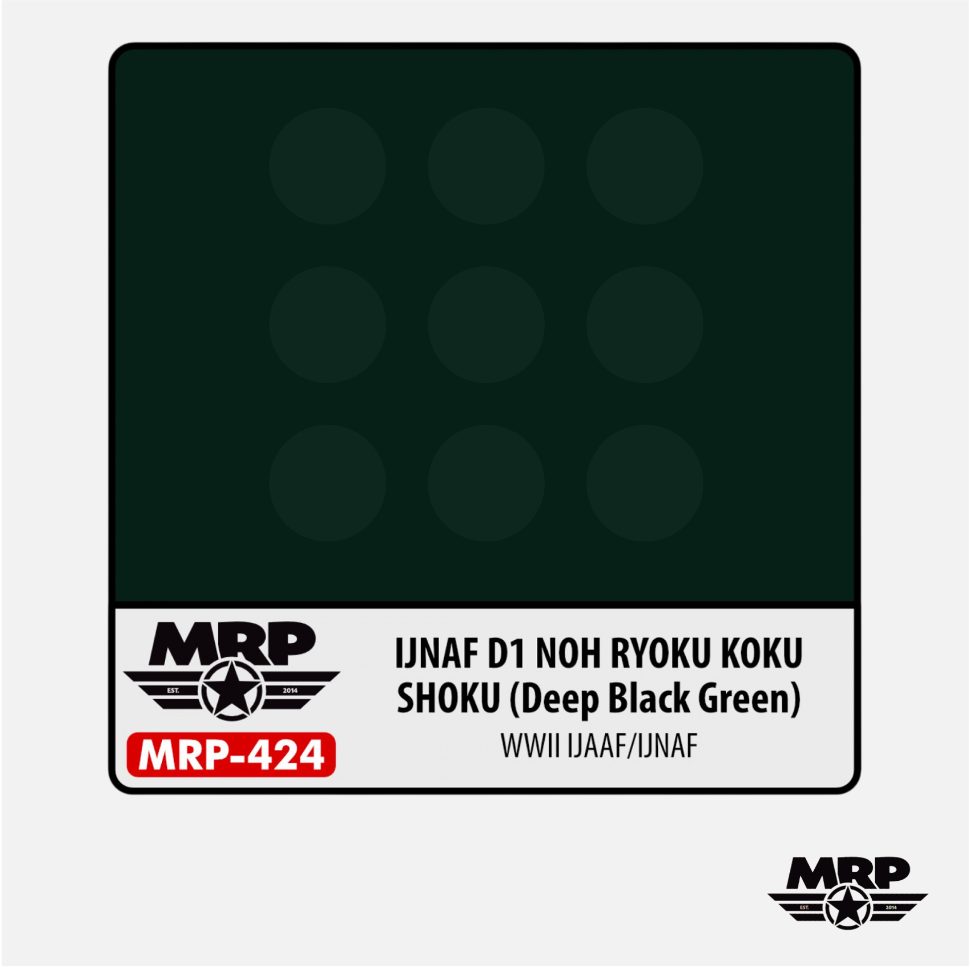 Mr.Paint - Acrylic Lacquer Paint - IJNAF D1 Noh Ryoku Koku Shoku Deep Black Green WWII IJAAF/IJNAF - MRP-424 - Gothaforce