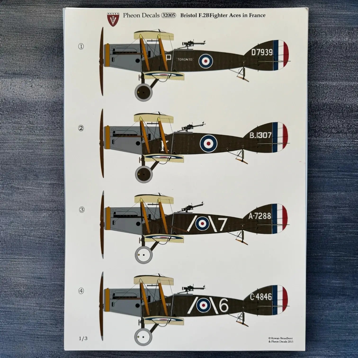 Pheon Decals - Bristol F.2b Fighters Aces in France - 1/3 scale - 32005
