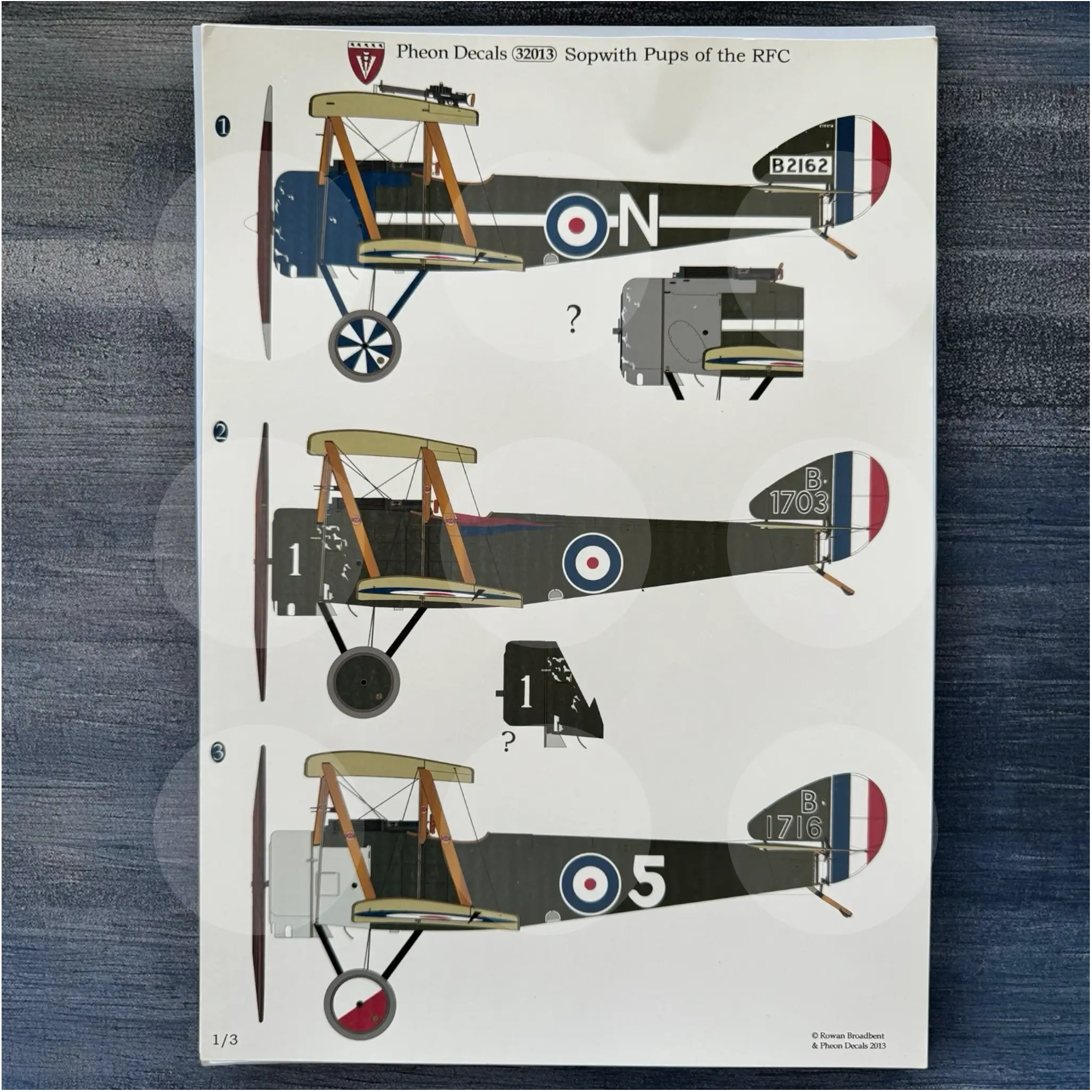 Pheon Decals - Sopwith Pups of the RFC - 1/3 scale - 32013