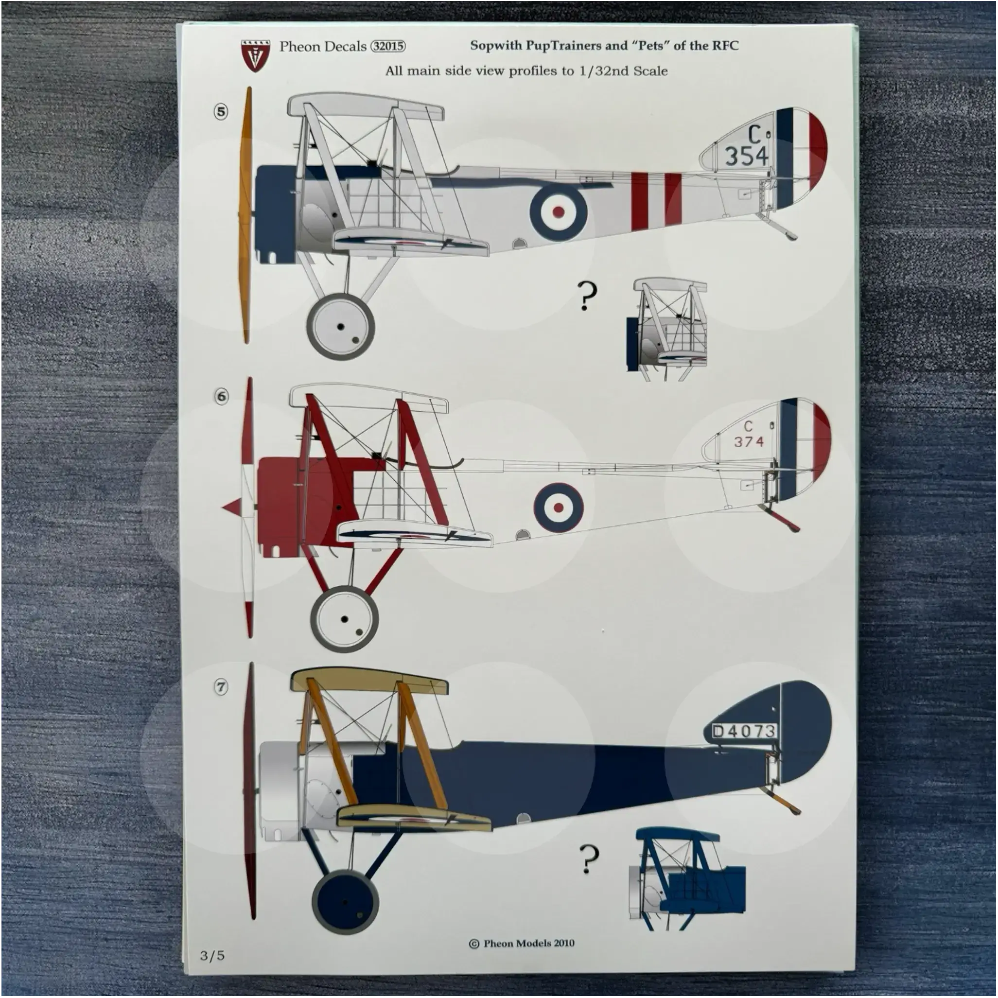 Pheon Decals - Sopwith Pup Trainers and Pets of the RFC - 1/3 scale - 32015