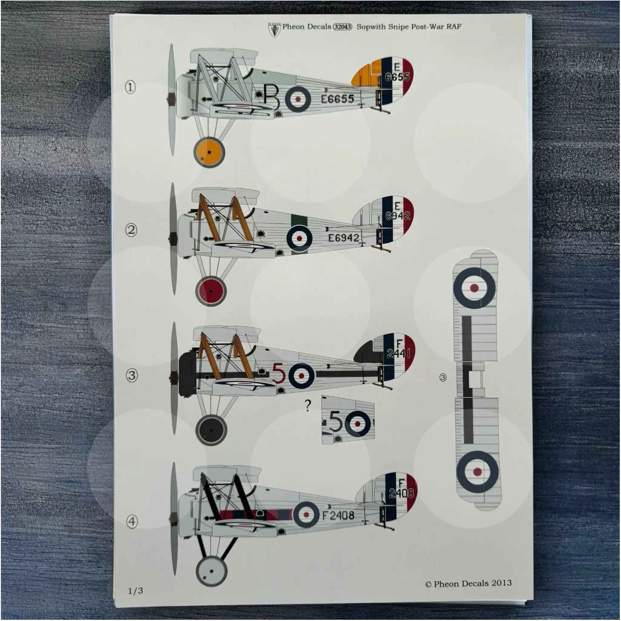 Pheon Decals - Sopwith 7F.1 Snipe Postwar RAF - 1/32 scale - 32043