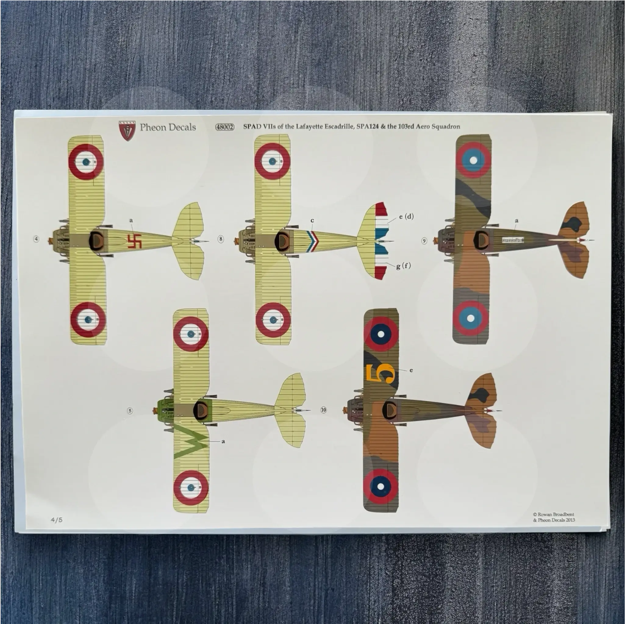 Pheon Decals - Spad VIIs of the Lafayette - 1/48 scale - 48002