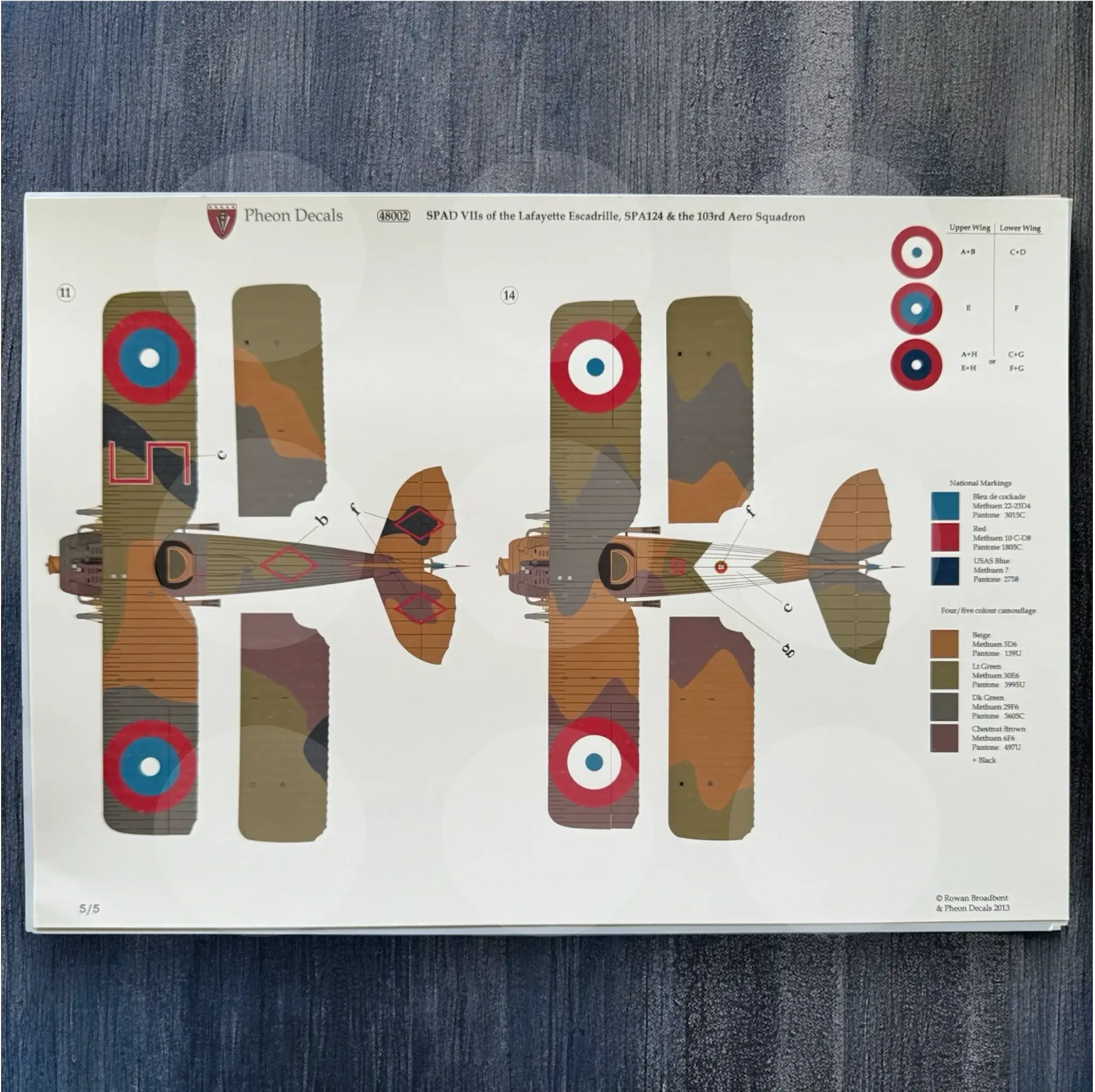 Pheon Decals - Spad VIIs of the Lafayette - 1/48 scale - 48002