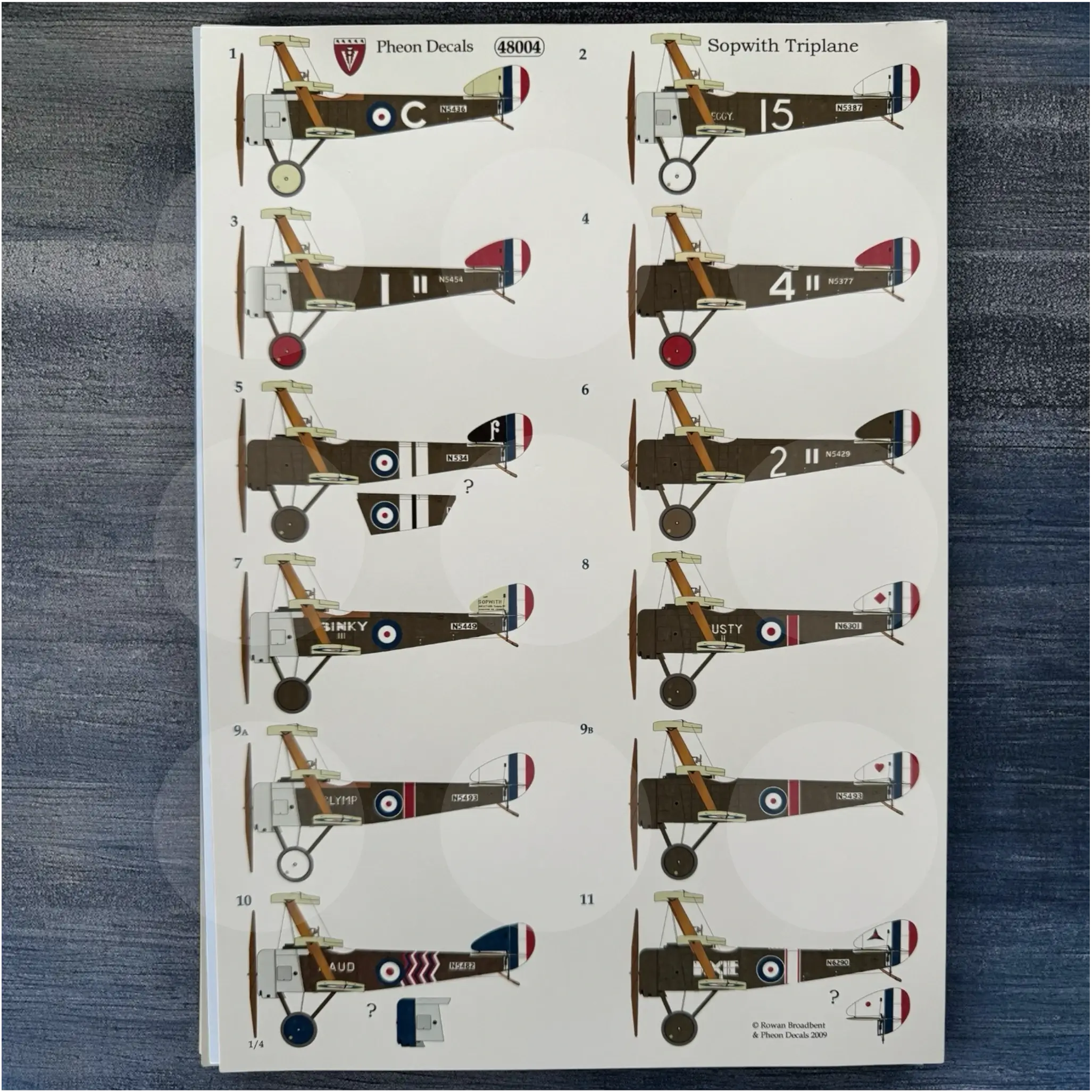 Pheon Decals - Sopwith Triplane - 1/48 scale - 48004