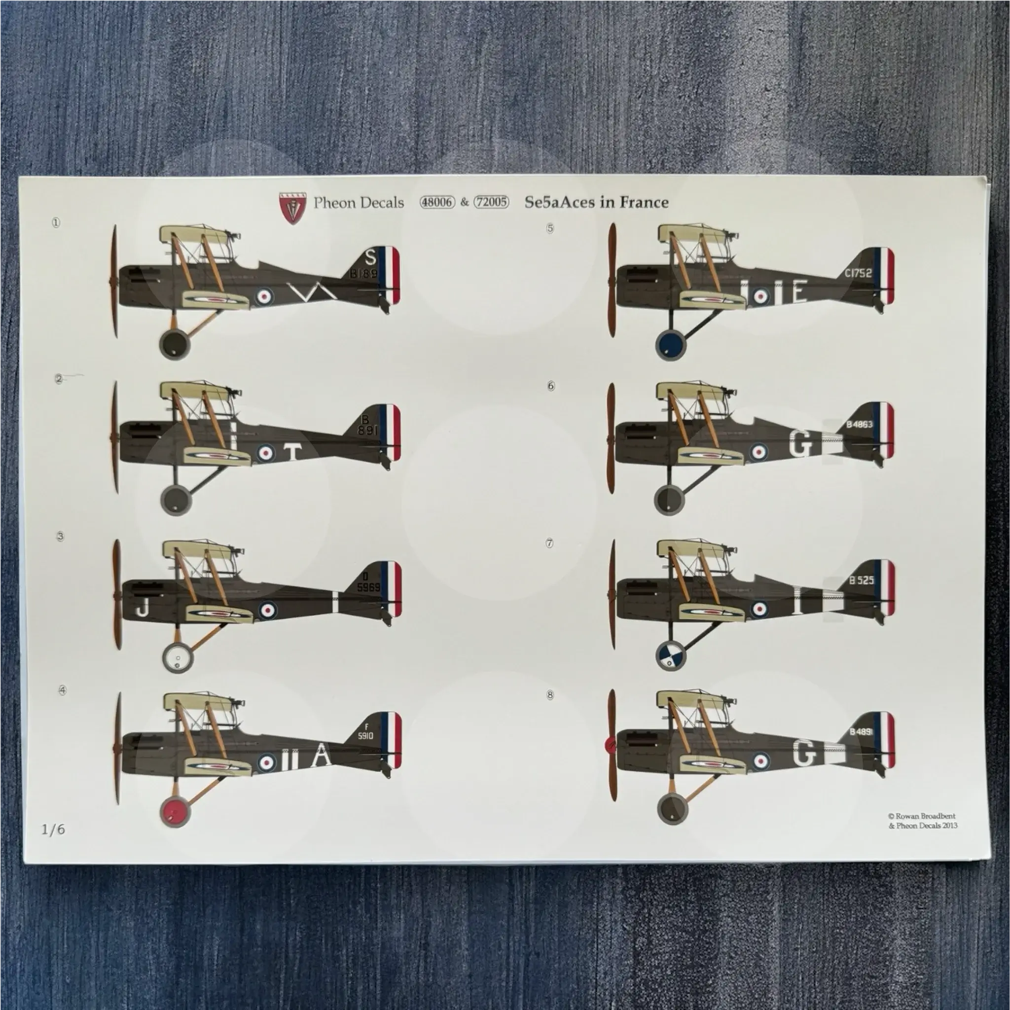 Pheon Decals - Se.5a Hissol & Viper Aces in France - 1/48 scale - 48006