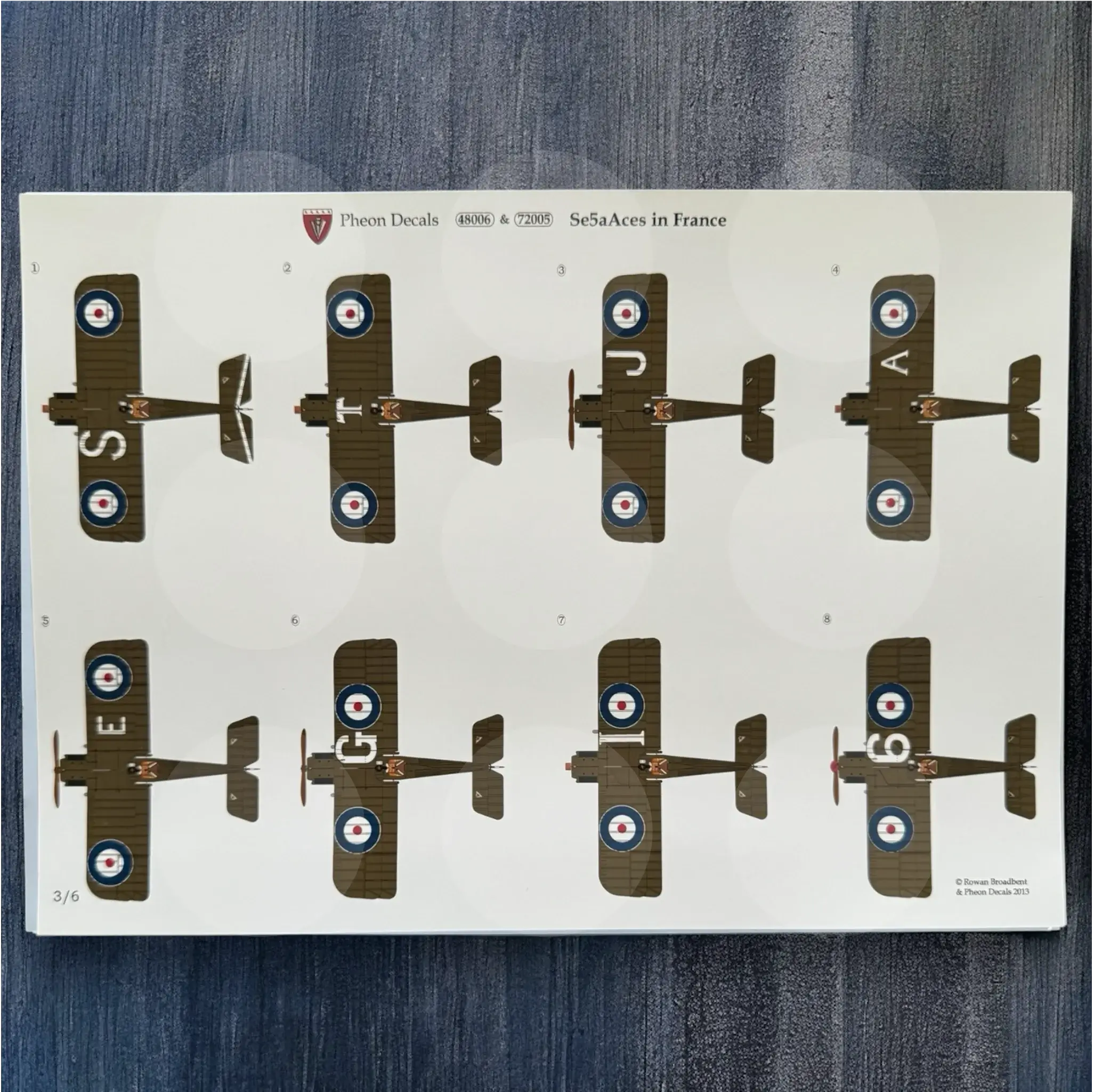 Pheon Decals - Se.5a Hissol & Viper Aces in France - 1/48 scale - 48006