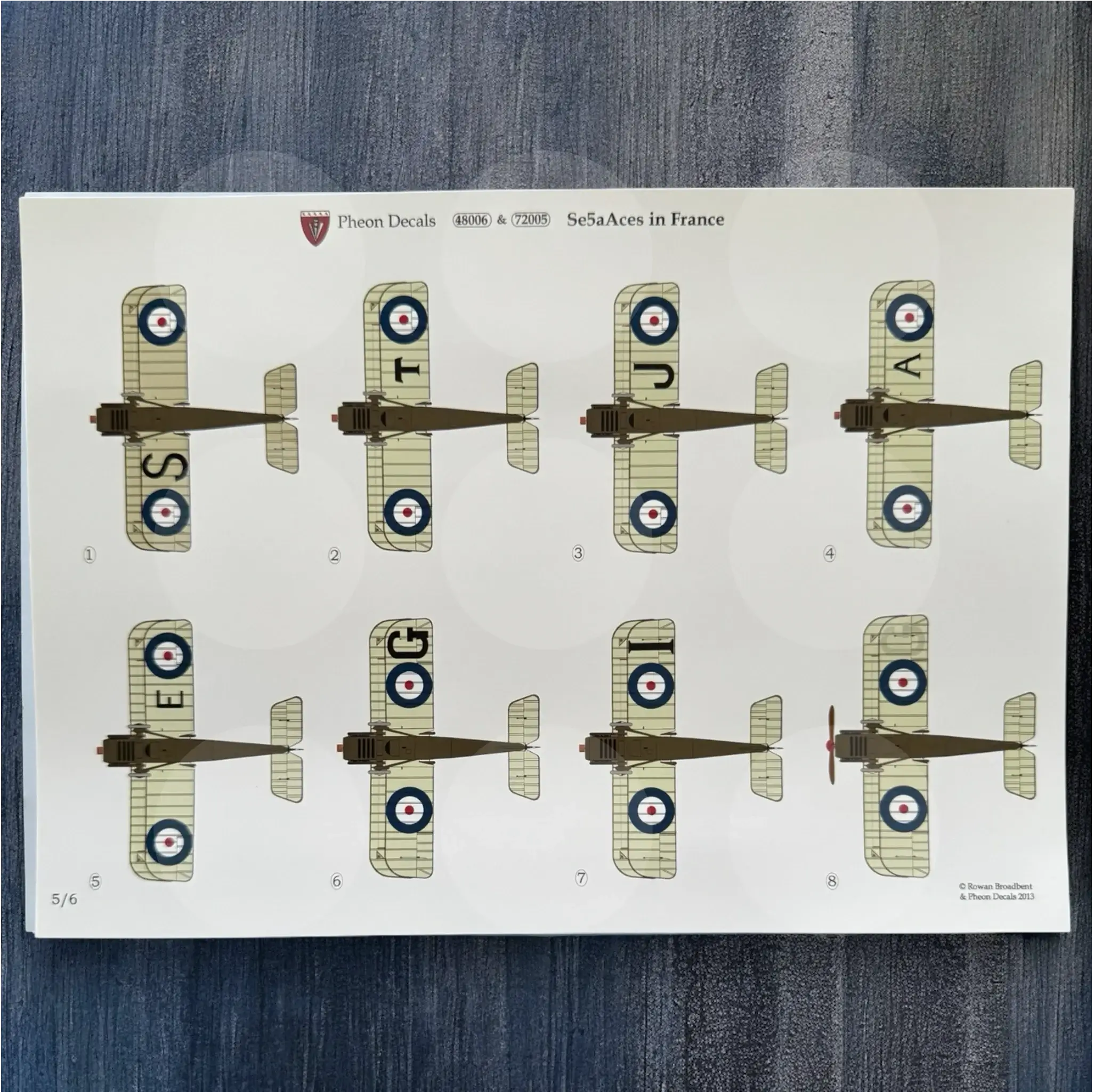 Pheon Decals - Se.5a Hissol & Viper Aces in France - 1/48 scale - 48006