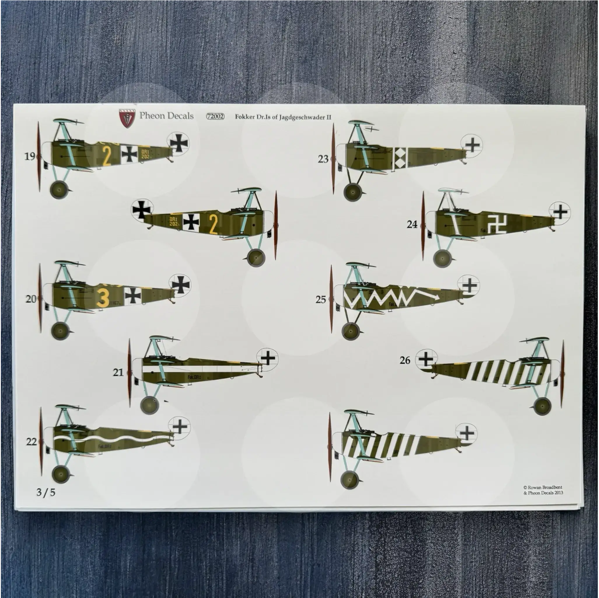 Pheon Decals - Fokker Dr.I Jagdgeschwaeder II - 1/72 scale - 72002