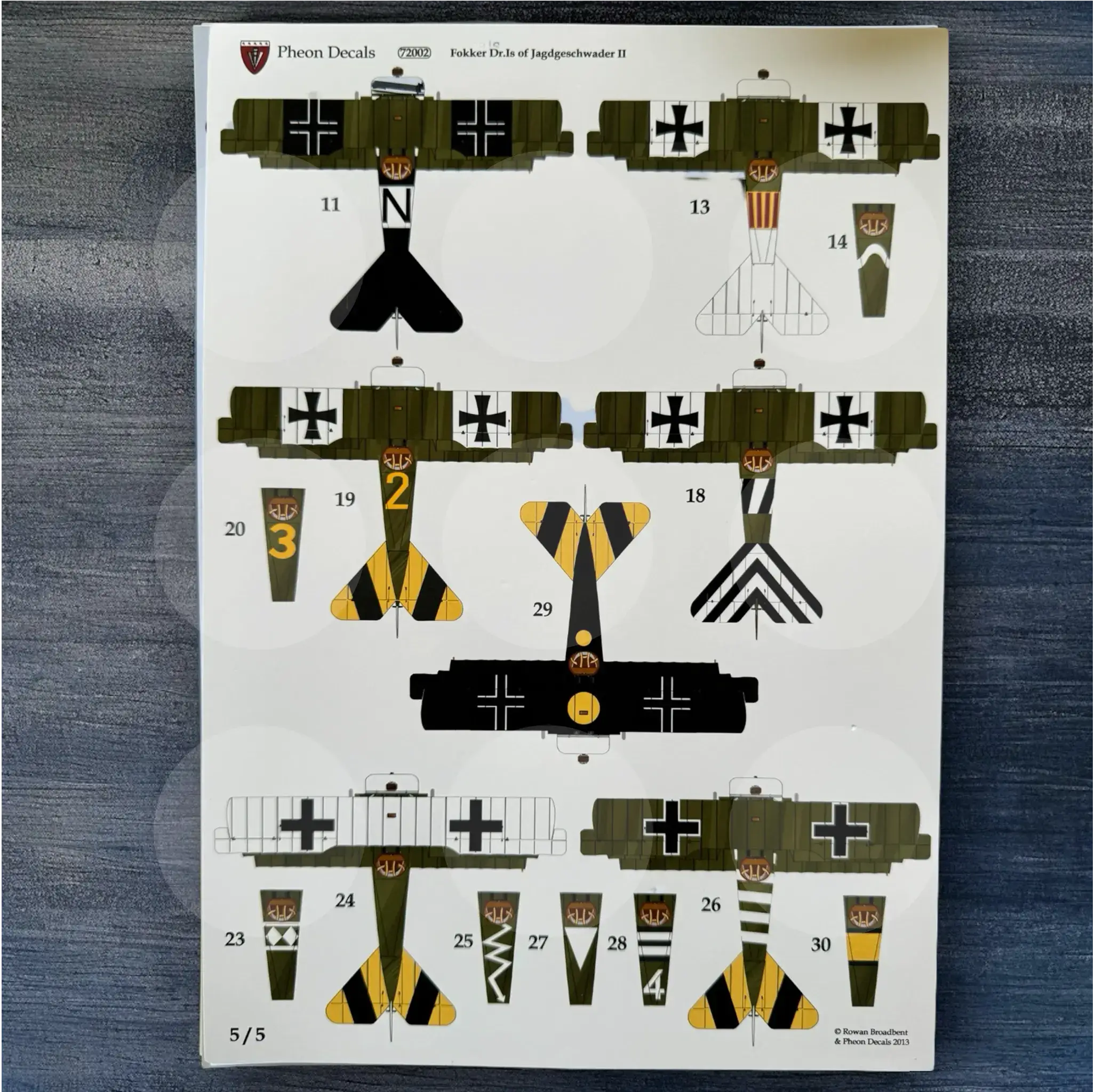 Pheon Decals - Fokker Dr.I Jagdgeschwaeder II - 1/72 scale - 72002