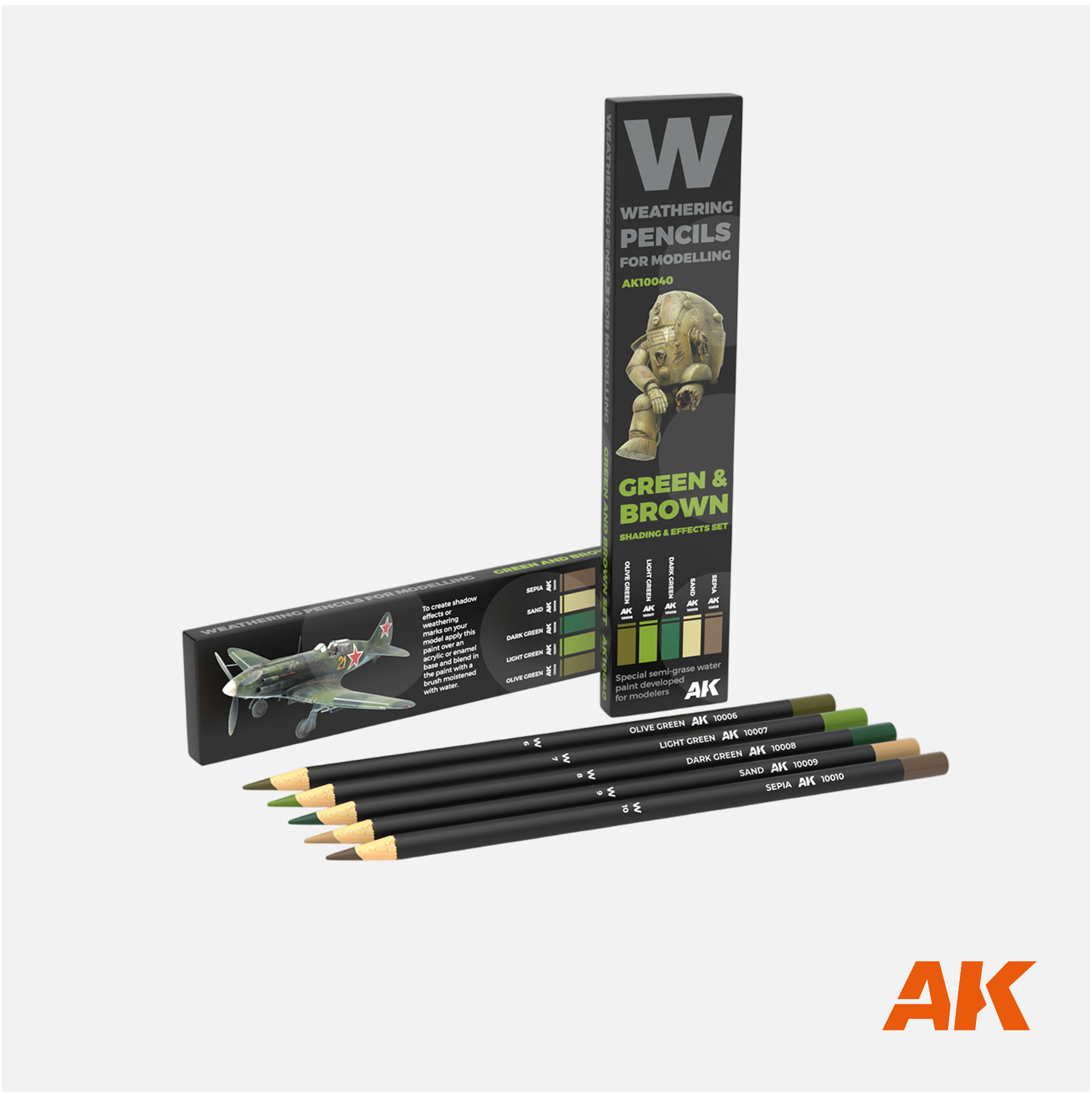 AK Interactive - Weathering Pencils Set - Green & Brown - AK10040 - Gothaforce