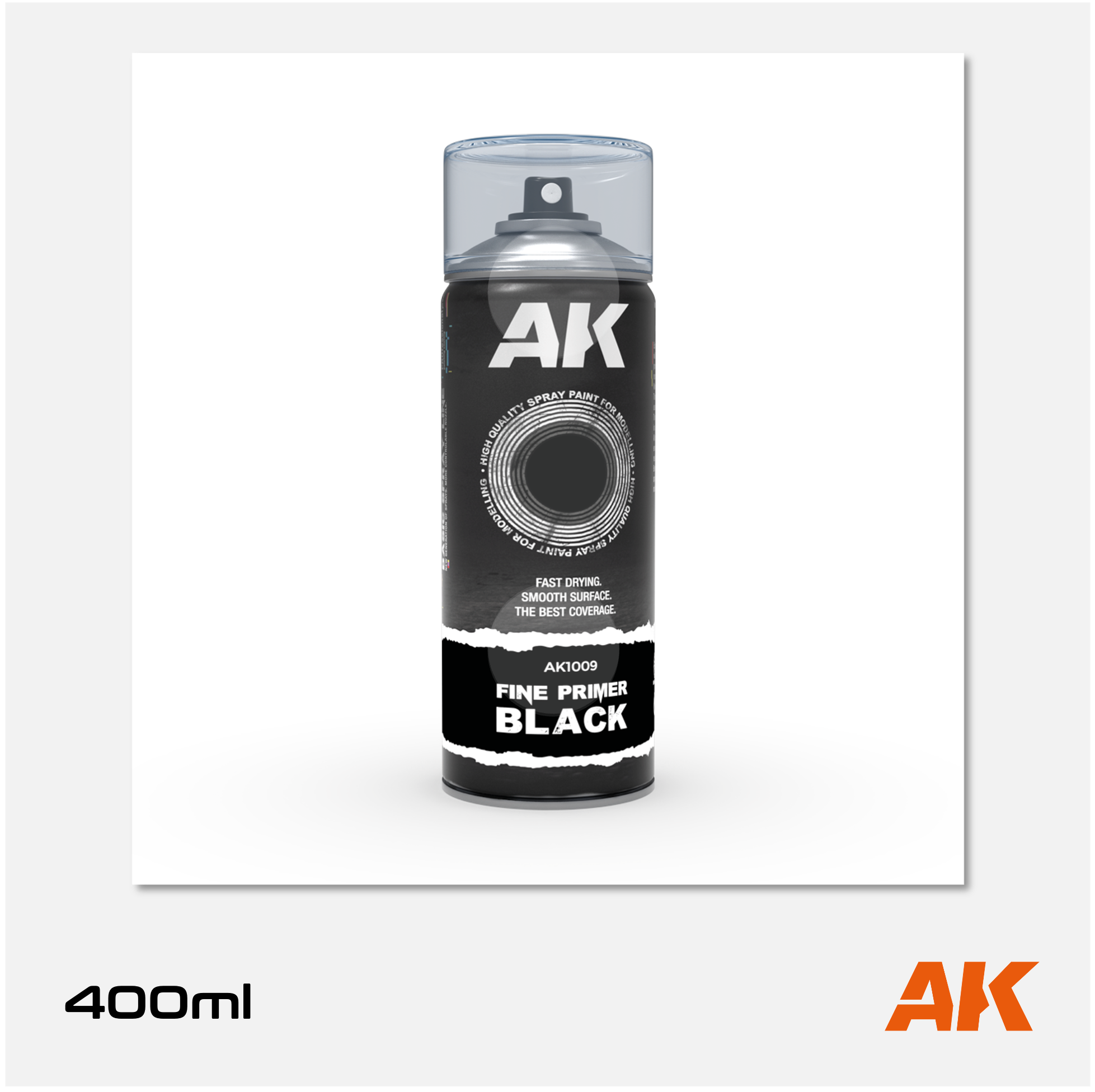 AK Fine Primer Black Spray 400ml (2 nozzles)