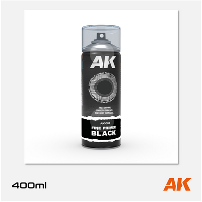 AK Fine Primer Black Spray 400ml (2 nozzles)