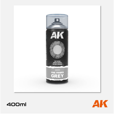 AK Fine Primer Grey Spray 400ml (2 nozzles)