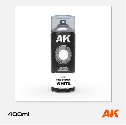 AK Fine Primer White Spray 400ml (2 nozzles)